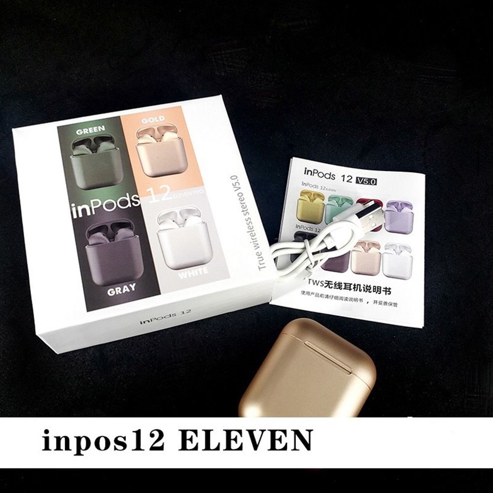 Inpods 12 True Wireless Stereo Earphones BT5.0 Popup Touch Control Wireless Headset Sports Earbuds Metal Color Headphone With Mic For Android iOS Smarthpone