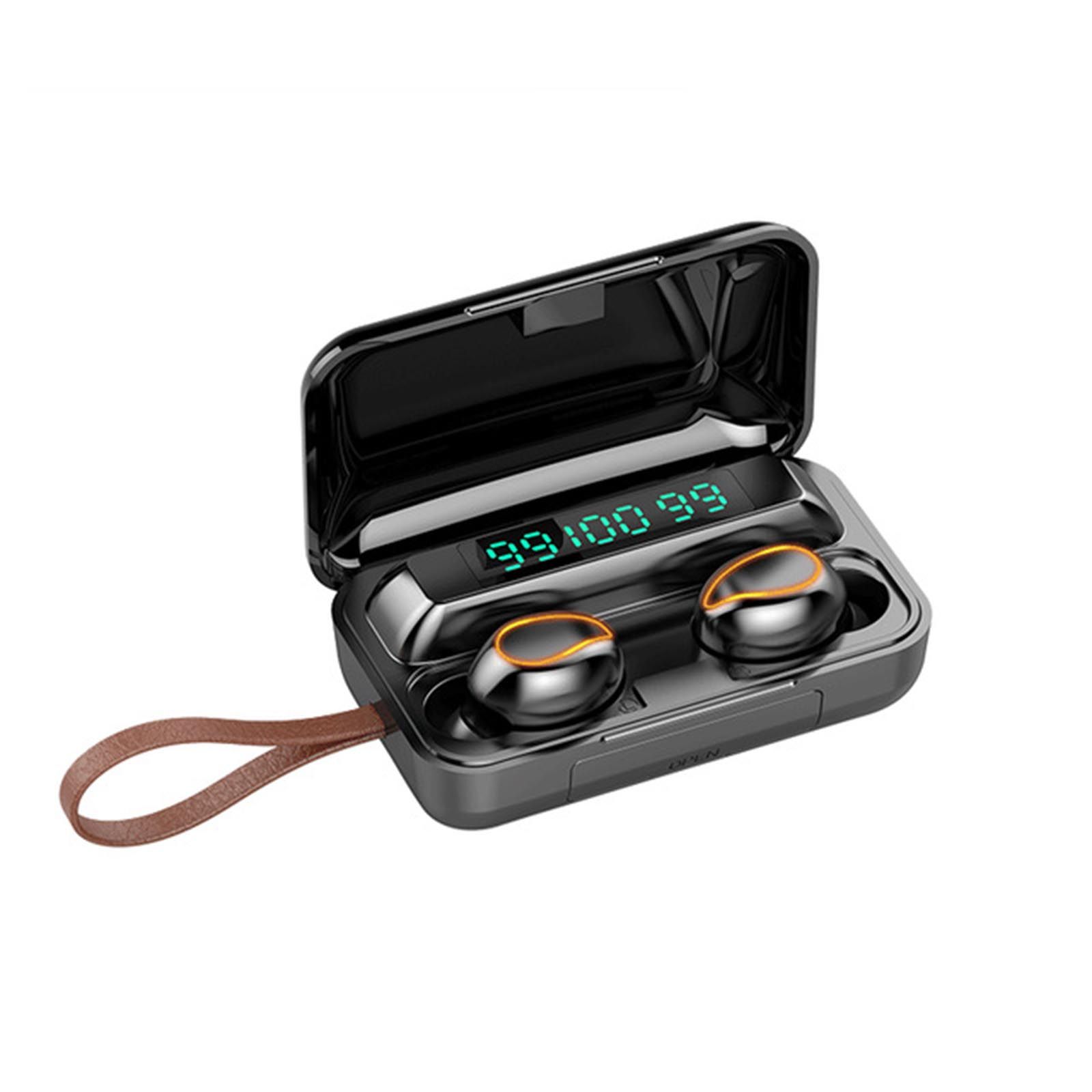 F9 True Wireless Stereo Earbuds In-Ear BT Earphones with Stereo Sound 9D Noise Reduction Waterproof Sport Earbuds with LED-Digital Display Touch-Control Headphone HD Call Earbuds with MIC Compatible with iOS Android Windows Black