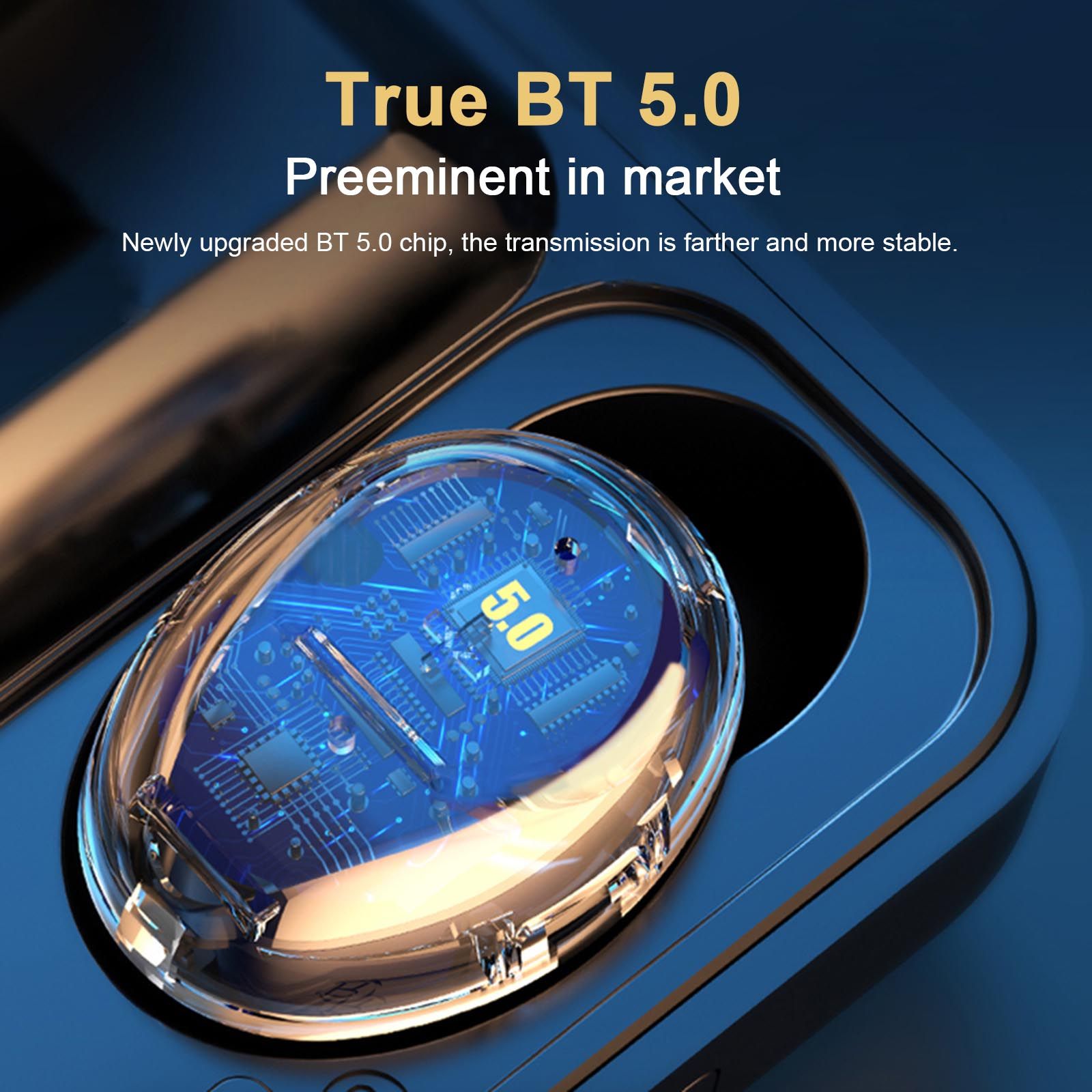 F9 True Wireless Stereo Earbuds In-Ear BT Earphones with Stereo Sound 9D Noise Reduction Waterproof Sport Earbuds with LED-Digital Display Touch-Control Headphone HD Call Earbuds with MIC Compatible with iOS Android Windows Black