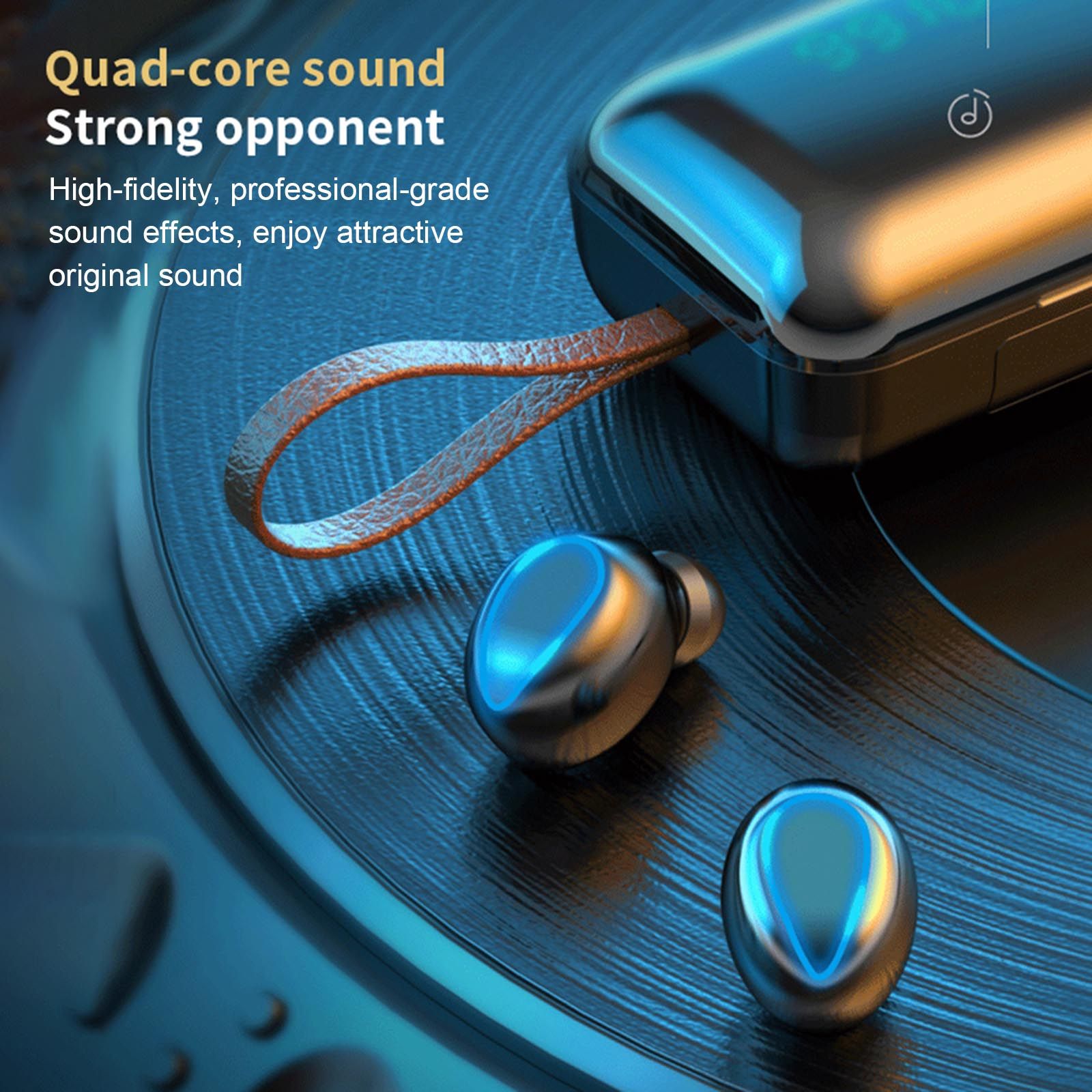 F9 True Wireless Stereo Earbuds In-Ear BT Earphones with Stereo Sound 9D Noise Reduction Waterproof Sport Earbuds with LED-Digital Display Touch-Control Headphone HD Call Earbuds with MIC Compatible with iOS Android Windows Black