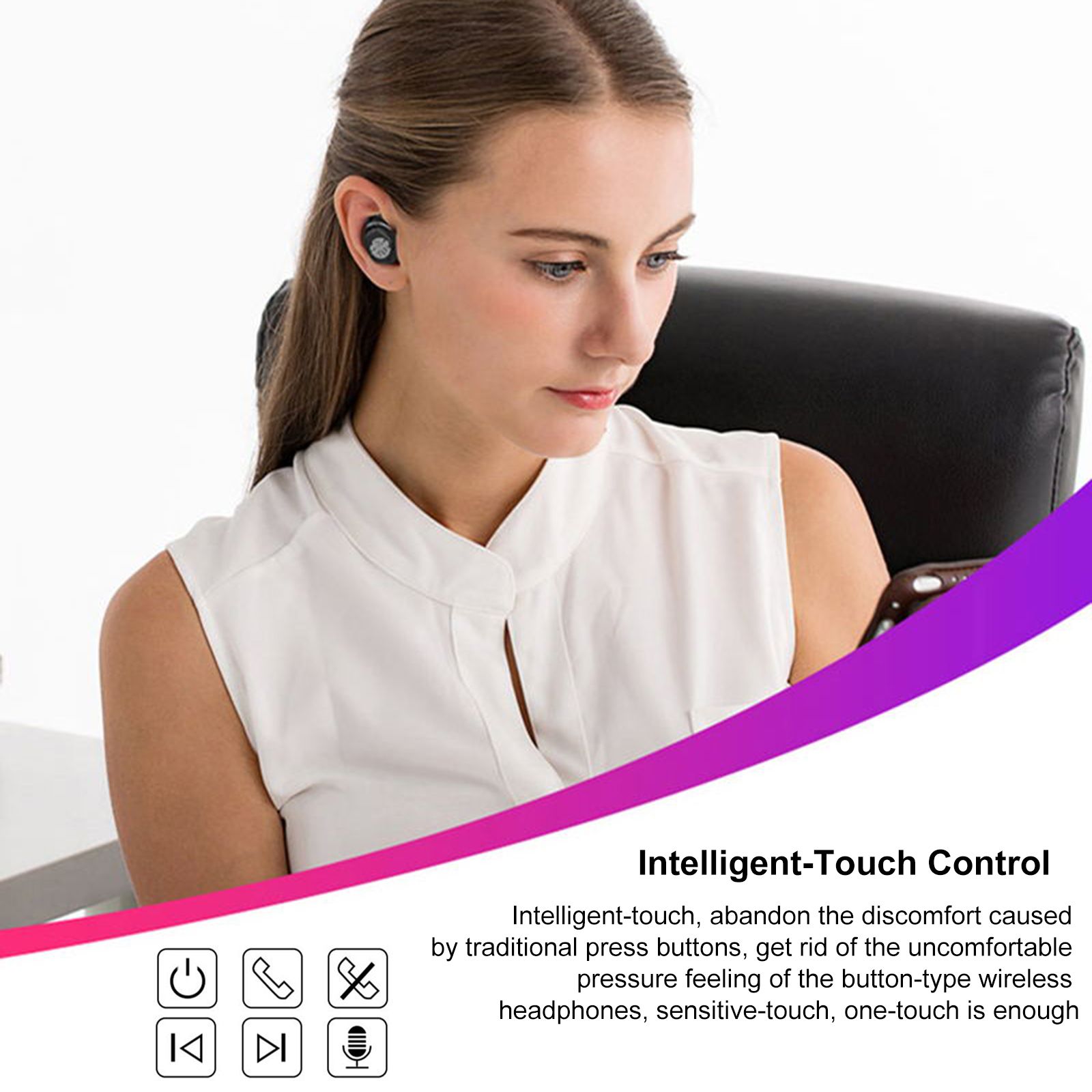 F9 In-Ear BT Earphones with Stereo Sound Noise Reduction Waterproof Sport Earbuds with LED-Digital Display Touch-Control Headphones HD Call Earbuds with MIC Compatible with iOS Android