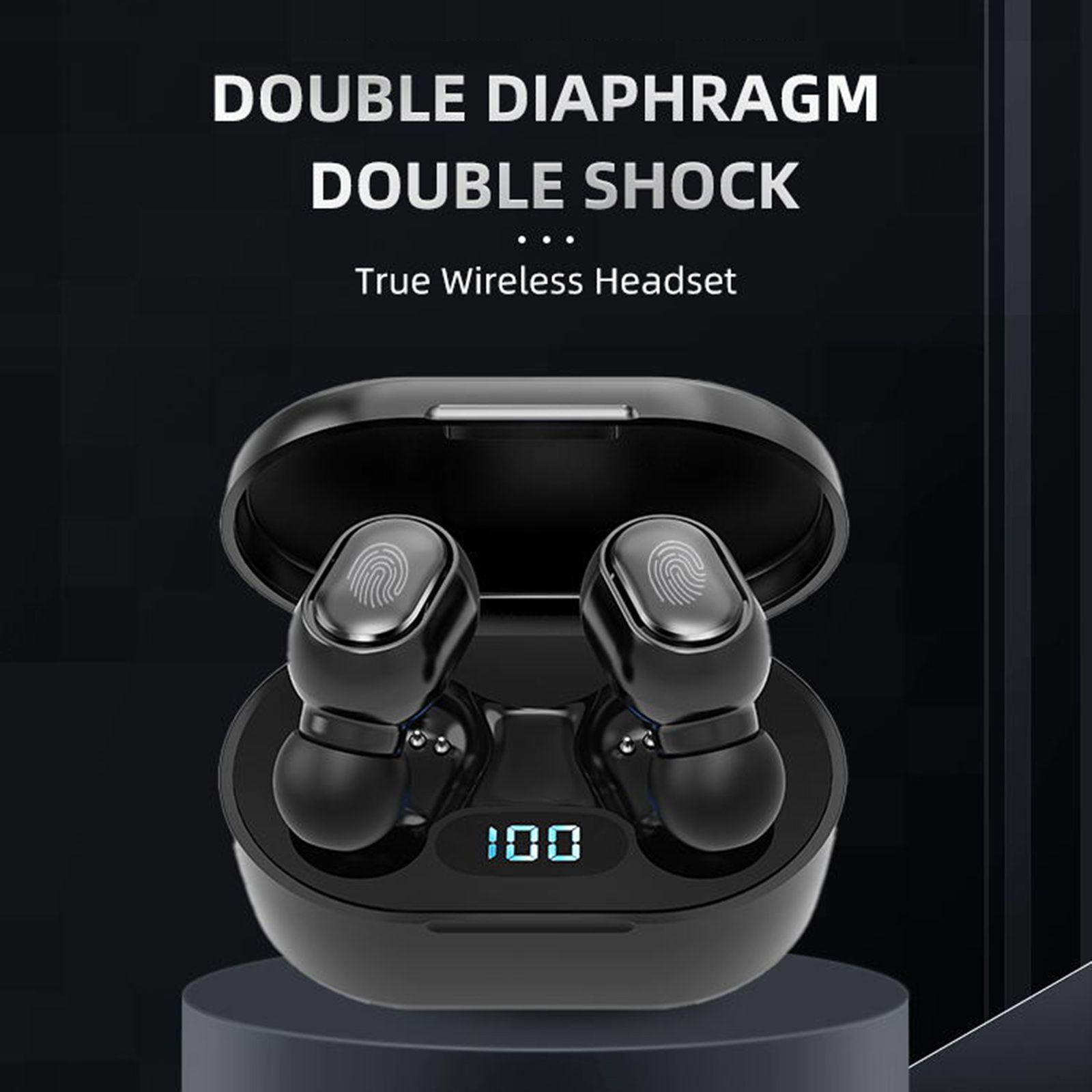 True Wireless Stereo-100 Wireless In-Ear Earbuds with Stereo Sound Noise Reduction Waterproof BT 5.1 Earphones with LED-Digital Display Touch-Control Headphones Headsets with HD Call for Sport Music