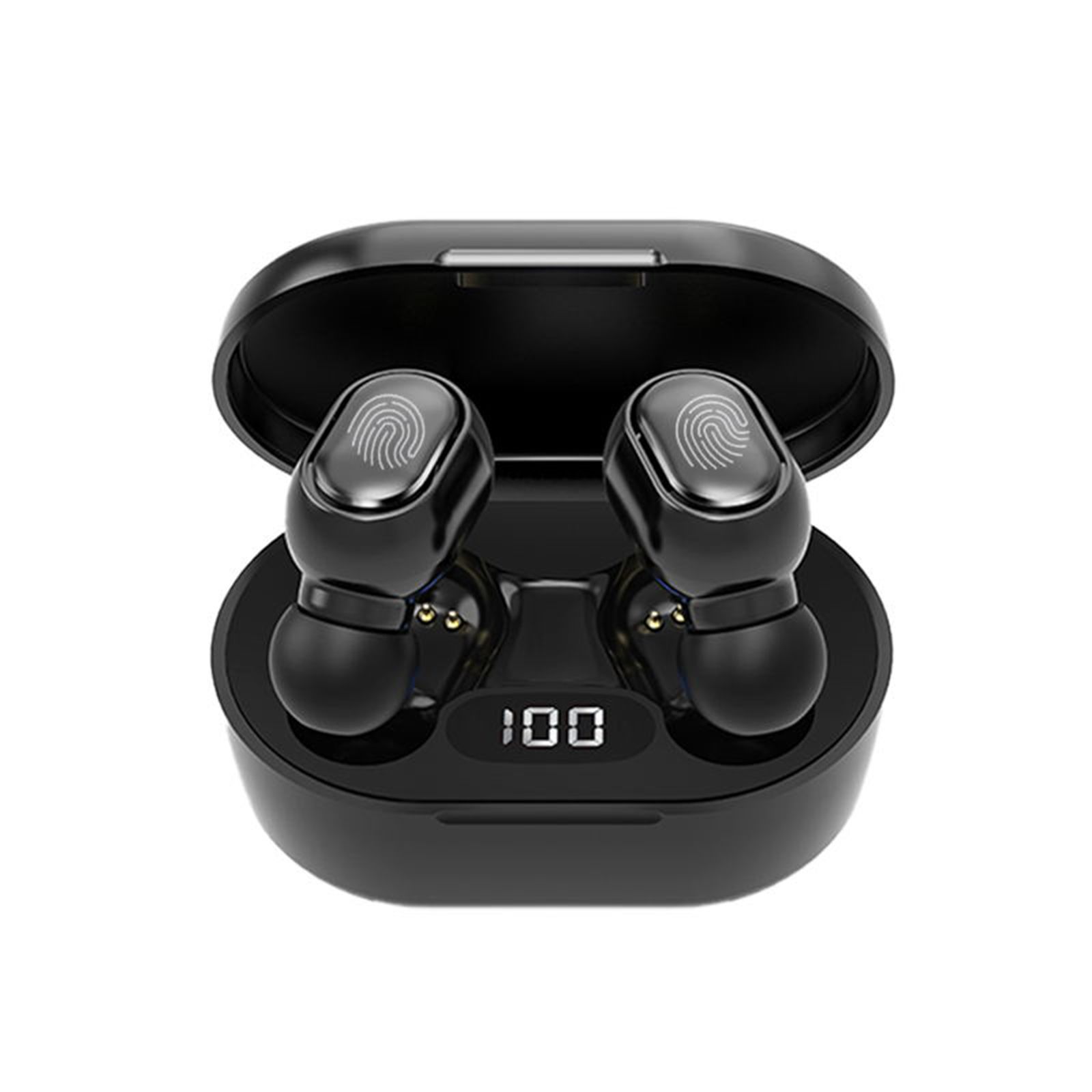 True Wireless Stereo-100 Wireless In-Ear Earbuds with Stereo Sound Noise Reduction Waterproof BT 5.1 Earphones with LED-Digital Display Touch-Control Headphones Headsets with HD Call for Sport Music