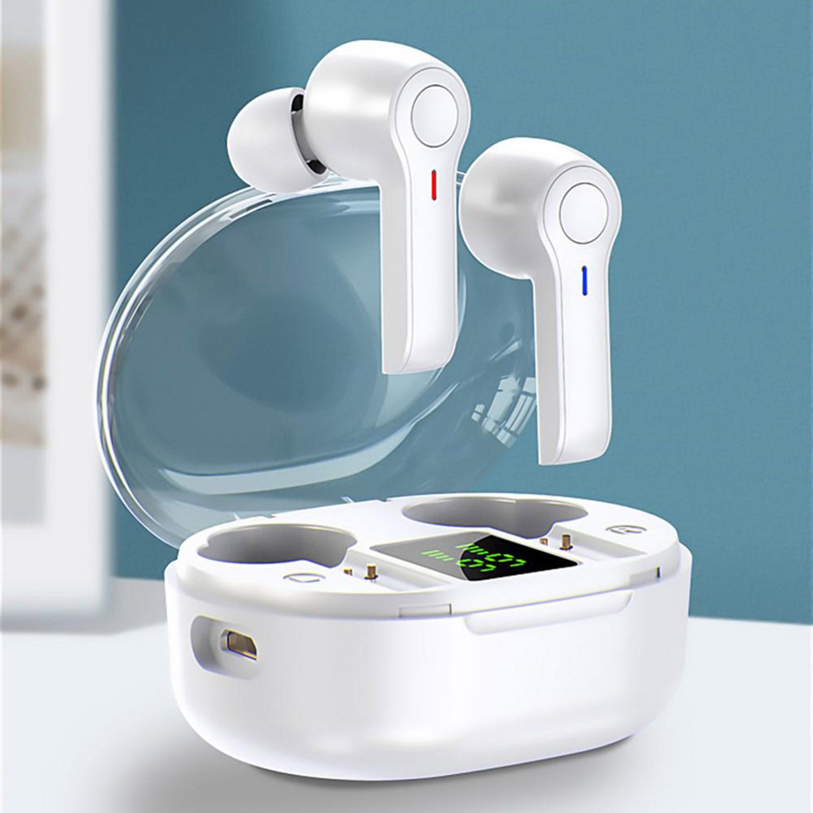 R22 In-Ear BT Earphones with Stereo Sound/Deep Bass Waterproof Sport Earbuds with LED-Digital Display Touch-Control Headphones Wireless Earbuds for Music/Call Compatible with iOS Android