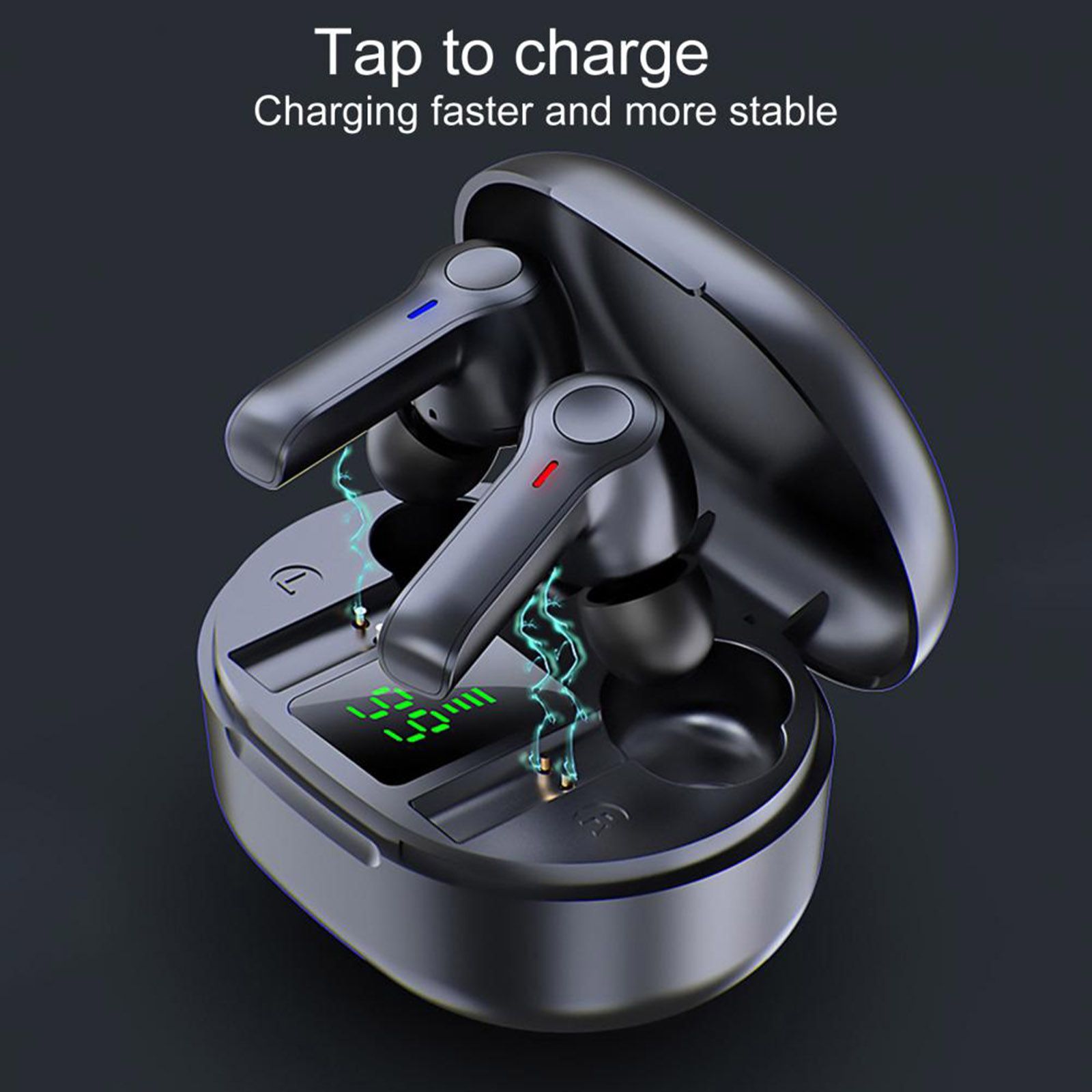 R22 In-Ear BT Earphones with Stereo Sound/Deep Bass Waterproof Sport Earbuds with LED-Digital Display Touch-Control Headphones Wireless Earbuds for Music/Call Compatible with iOS Android
