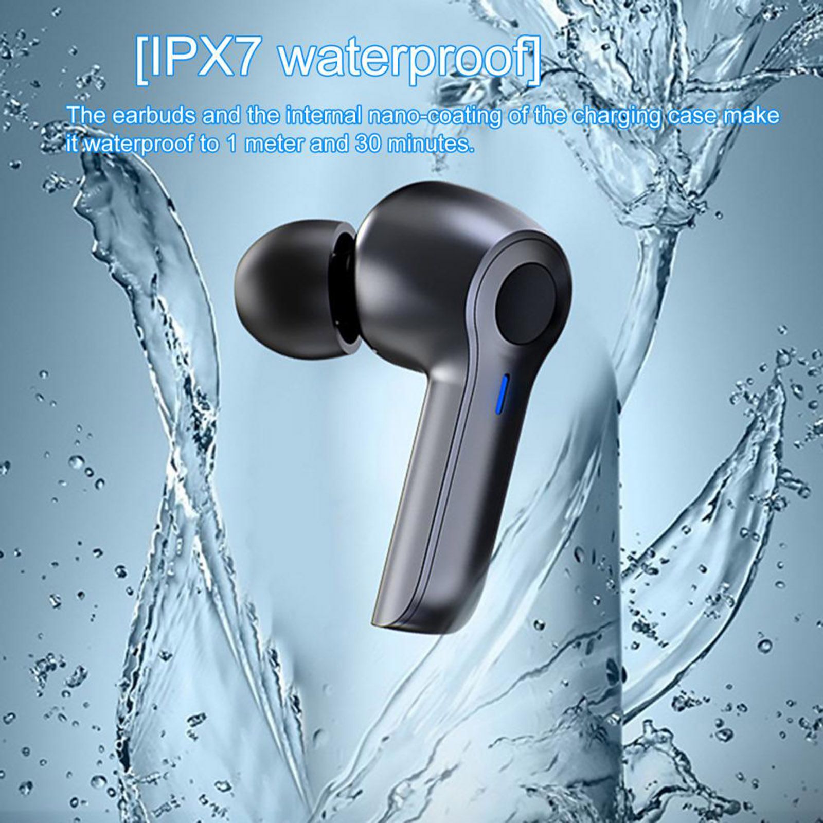R22 In-Ear BT Earphones with Stereo Sound/Deep Bass Waterproof Sport Earbuds with LED-Digital Display Touch-Control Headphones Wireless Earbuds for Music/Call Compatible with iOS Android