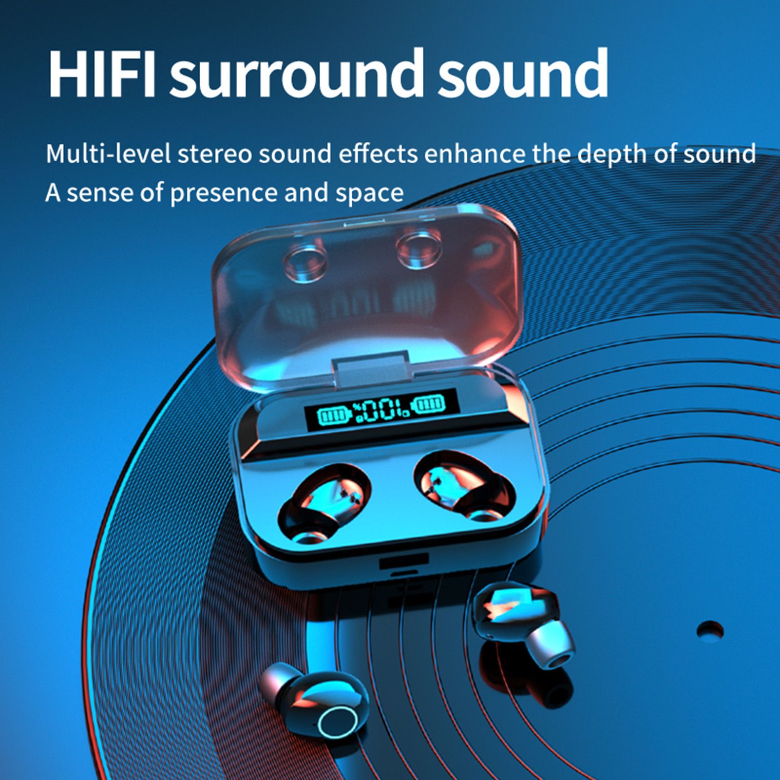 Smart BT Headset Touch Digital Display 5.1 Wireless Waterproof In-Ear Headset HD Sound Quality Bass Noise Reduction