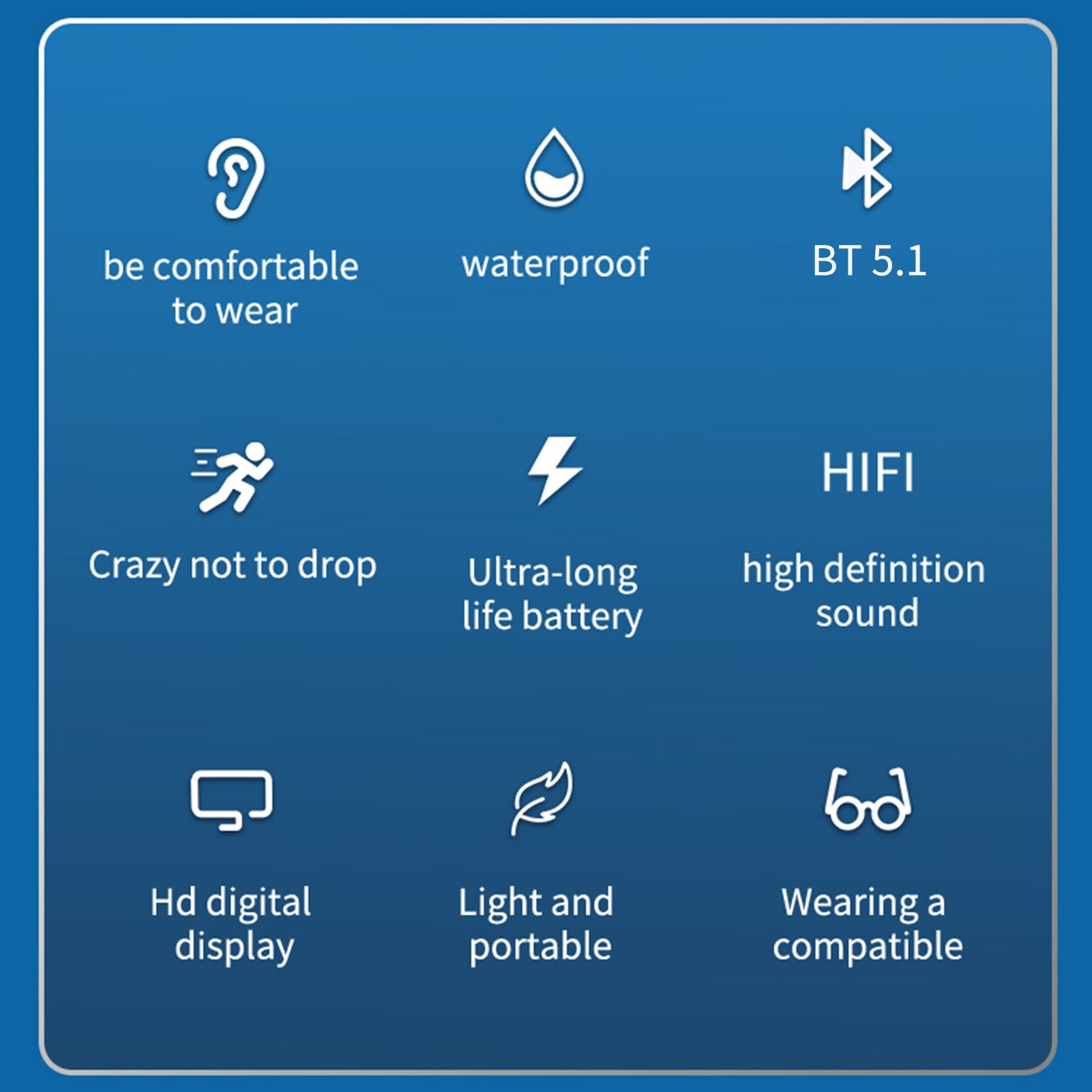 Smart BT Headset Touch Digital Display 5.1 Wireless Waterproof In-Ear Headset HD Sound Quality Bass Noise Reduction