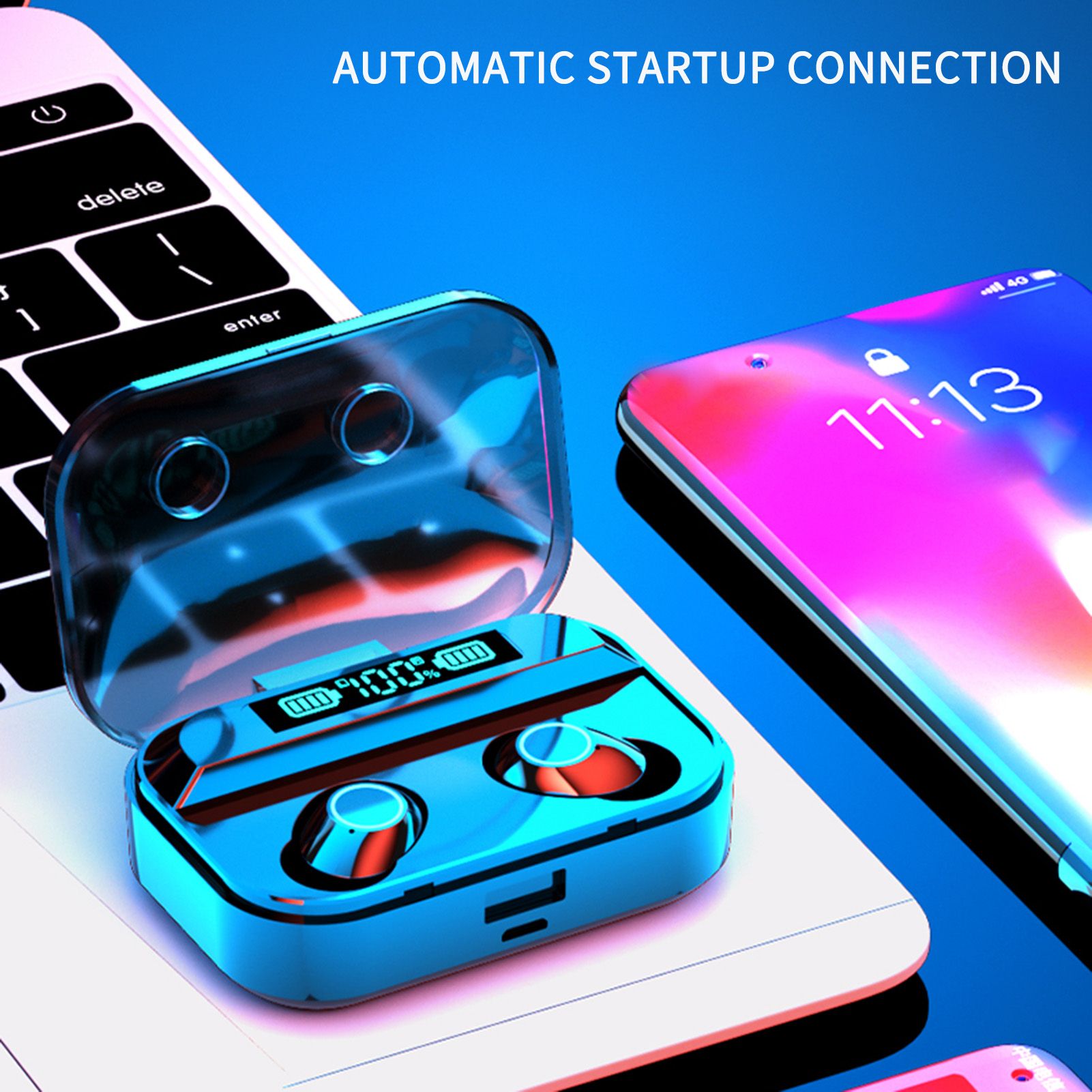 Smart BT Headset Touch Digital Display 5.1 Wireless Waterproof In-Ear Headset HD Sound Quality Bass Noise Reduction