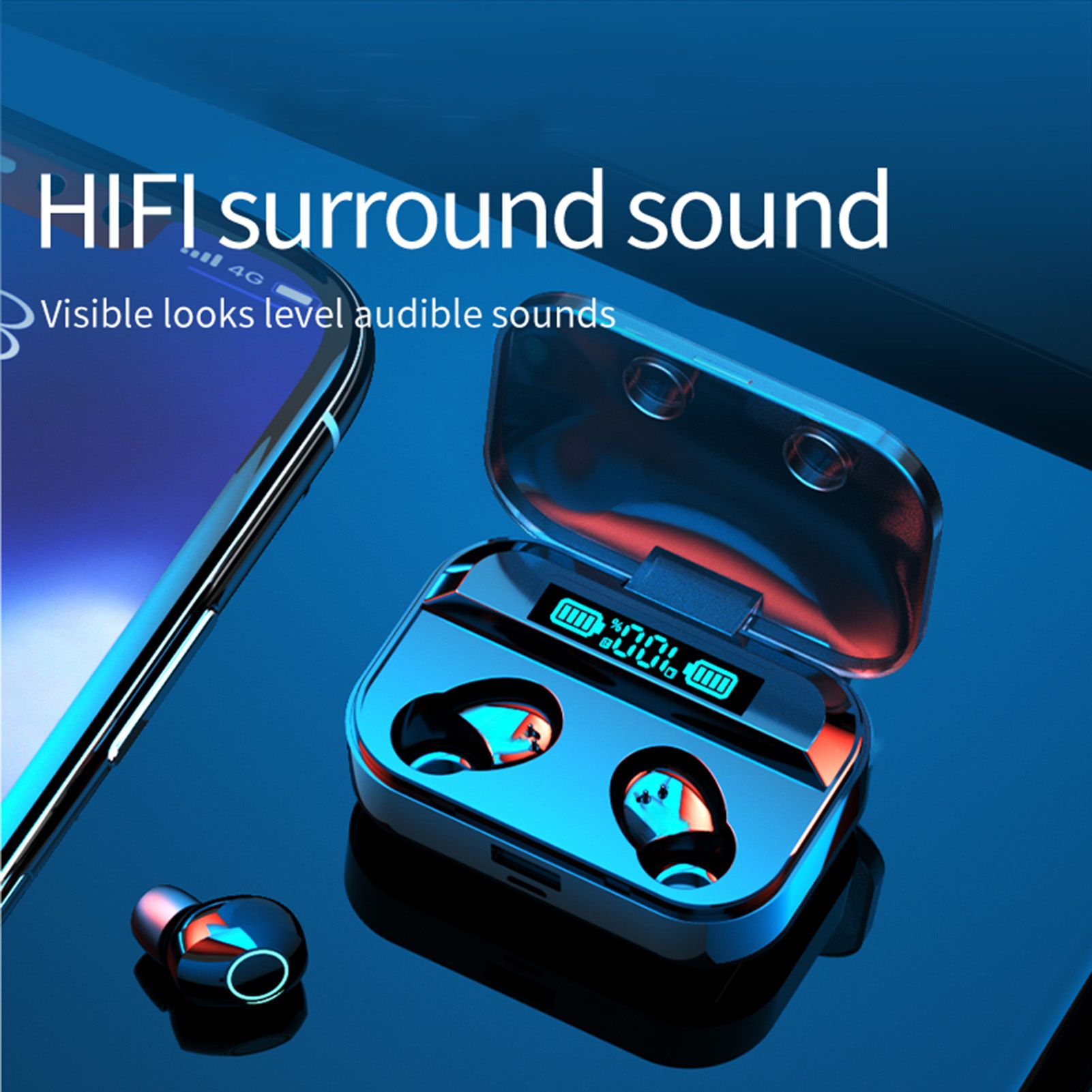 Smart BT Headset Touch Digital Display 5.1 Wireless Waterproof In-Ear Headset HD Sound Quality Bass Noise Reduction