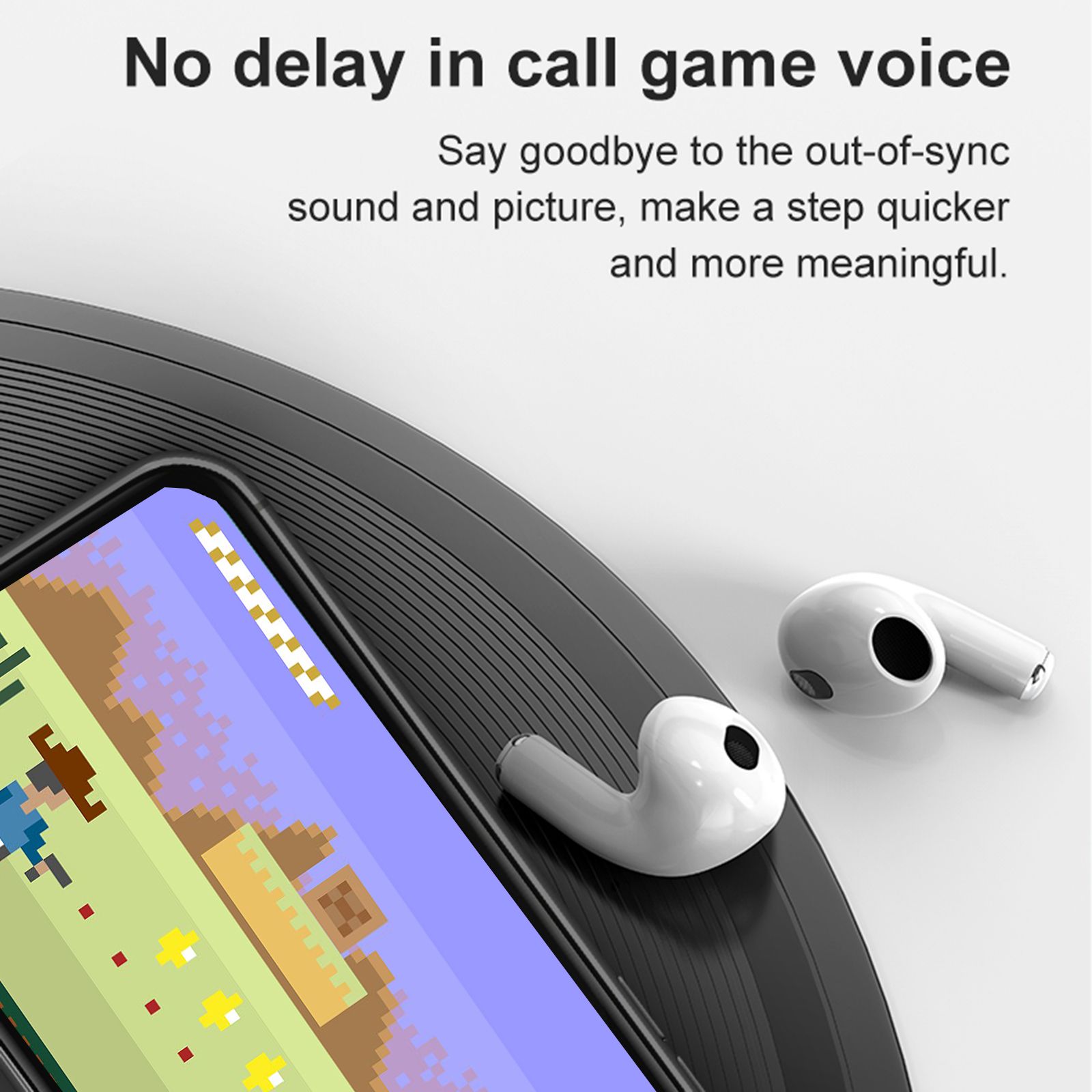 Semi-in-ear BT Earphones Stereo Sound Noise Reduction Waterproof Sport Earbuds Touch-Control Wireless Headphones for Music Call Game Compatible with iOS Android