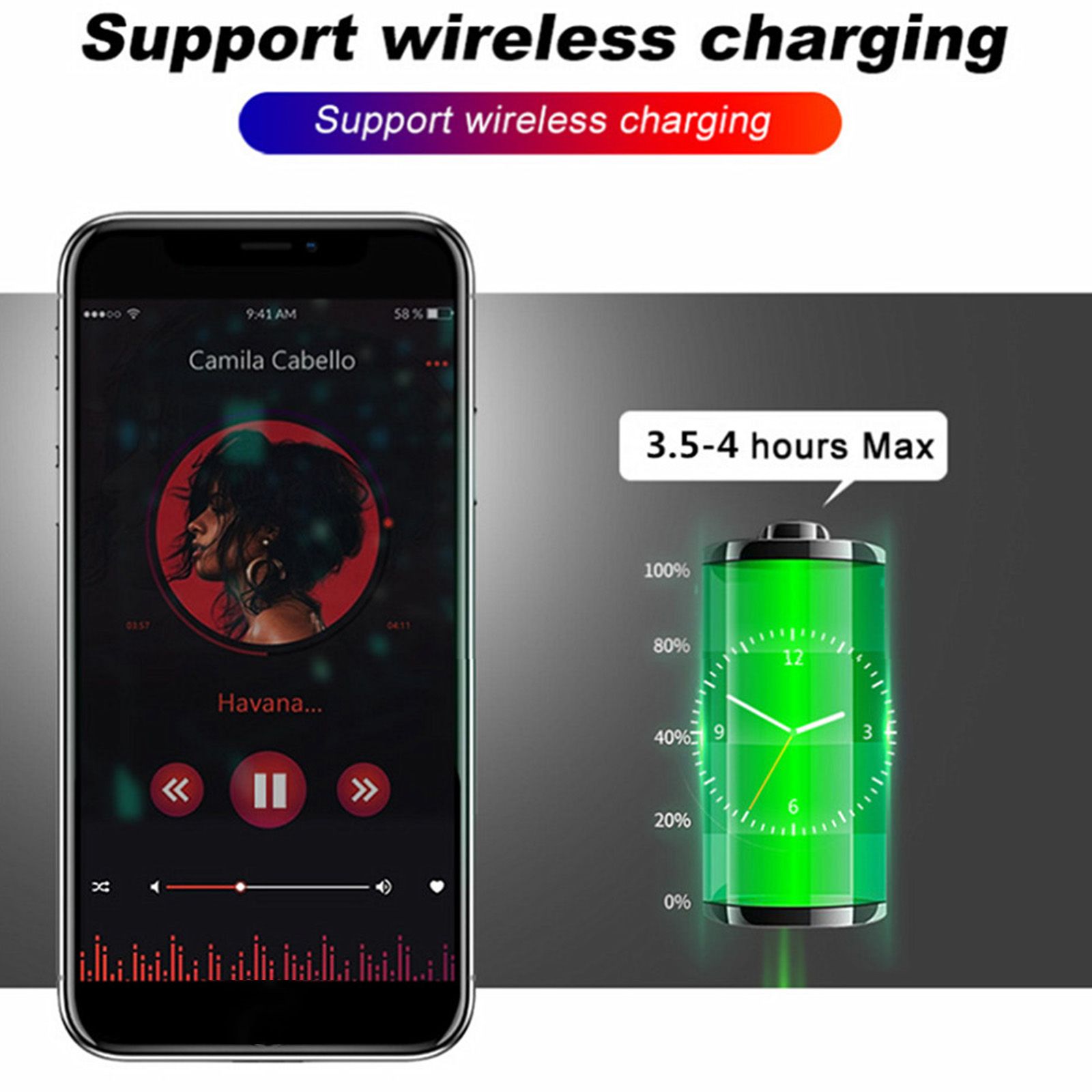 Semi-in-ear BT Earphones Stereo Sound Noise Reduction Waterproof Sport Earbuds Touch-Control Wireless Headphones for Music Call Game Compatible with iOS Android