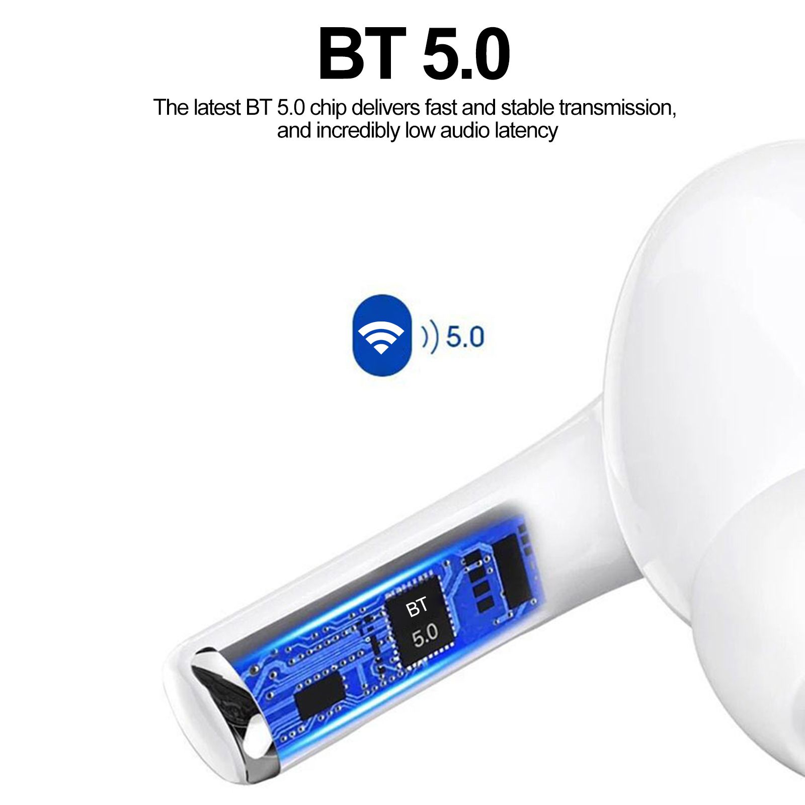 Semi-in-ear BT Earphones Stereo Sound Noise Reduction Waterproof Sport Earbuds Touch-Control Wireless Headphones for Music Call Game Compatible with iOS Android