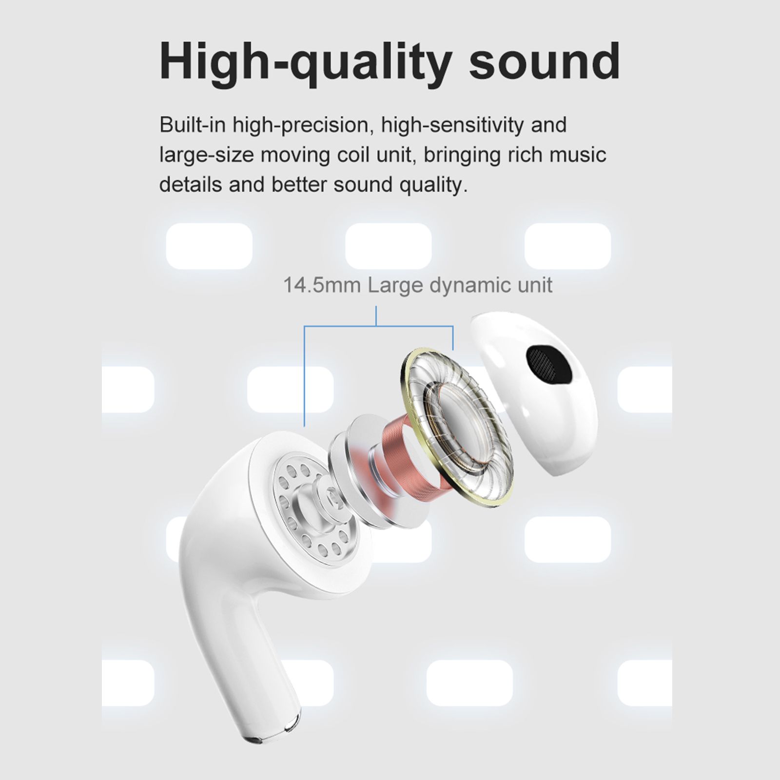 Semi-in-ear BT Earphones Stereo Sound Noise Reduction Waterproof Sport Earbuds Touch-Control Wireless Headphones for Music Call Game Compatible with iOS Android