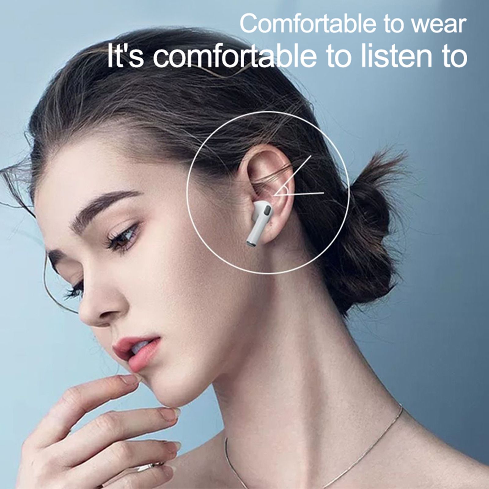 Semi-in-ear BT Earphones Stereo Sound Noise Reduction Waterproof Sport Earbuds Touch-Control Wireless Headphones for Music Call Game Compatible with iOS Android