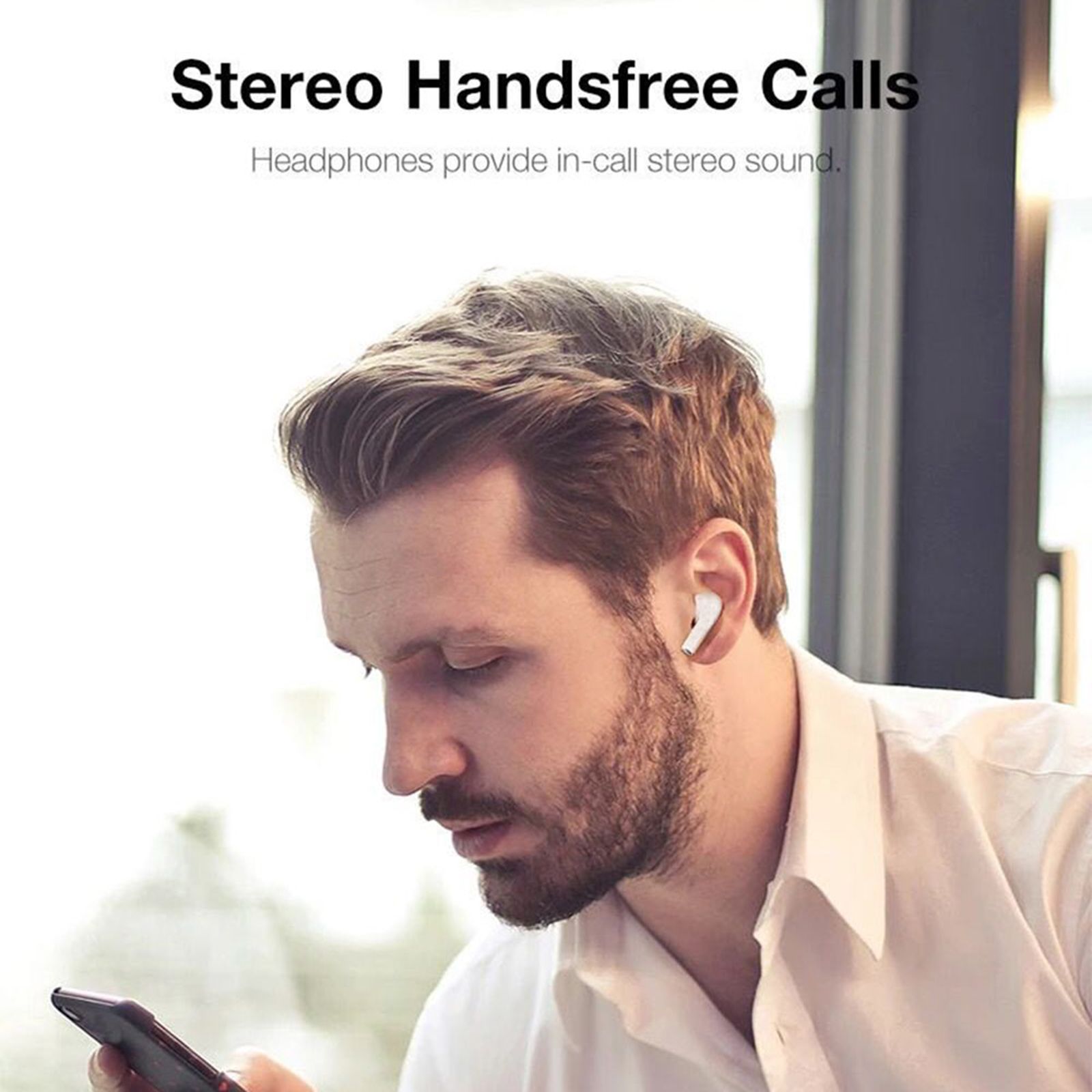 Semi-in-ear BT Earphones Stereo Sound Noise Reduction Waterproof Sport Earbuds Touch-Control Wireless Headphones for Music Call Game Compatible with iOS Android