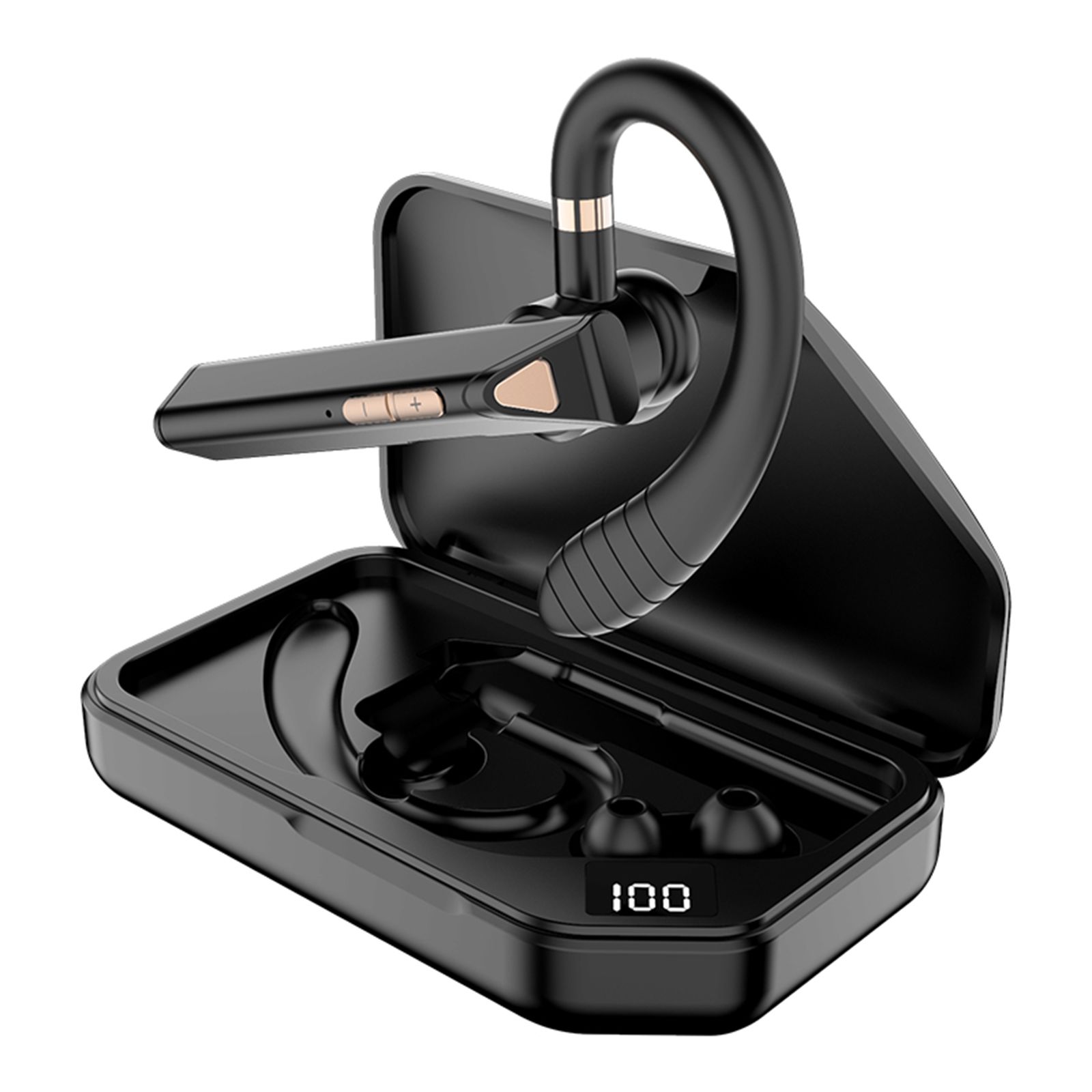 K3 BT5.0 Business Headset Wireless Earpiece Single Earhook With Charging Box Mic Led Display Earphones CVC Noise Cancelling Headphone Hands-Free Earphone 500mAh Battery for Business/Work/Driving/Office