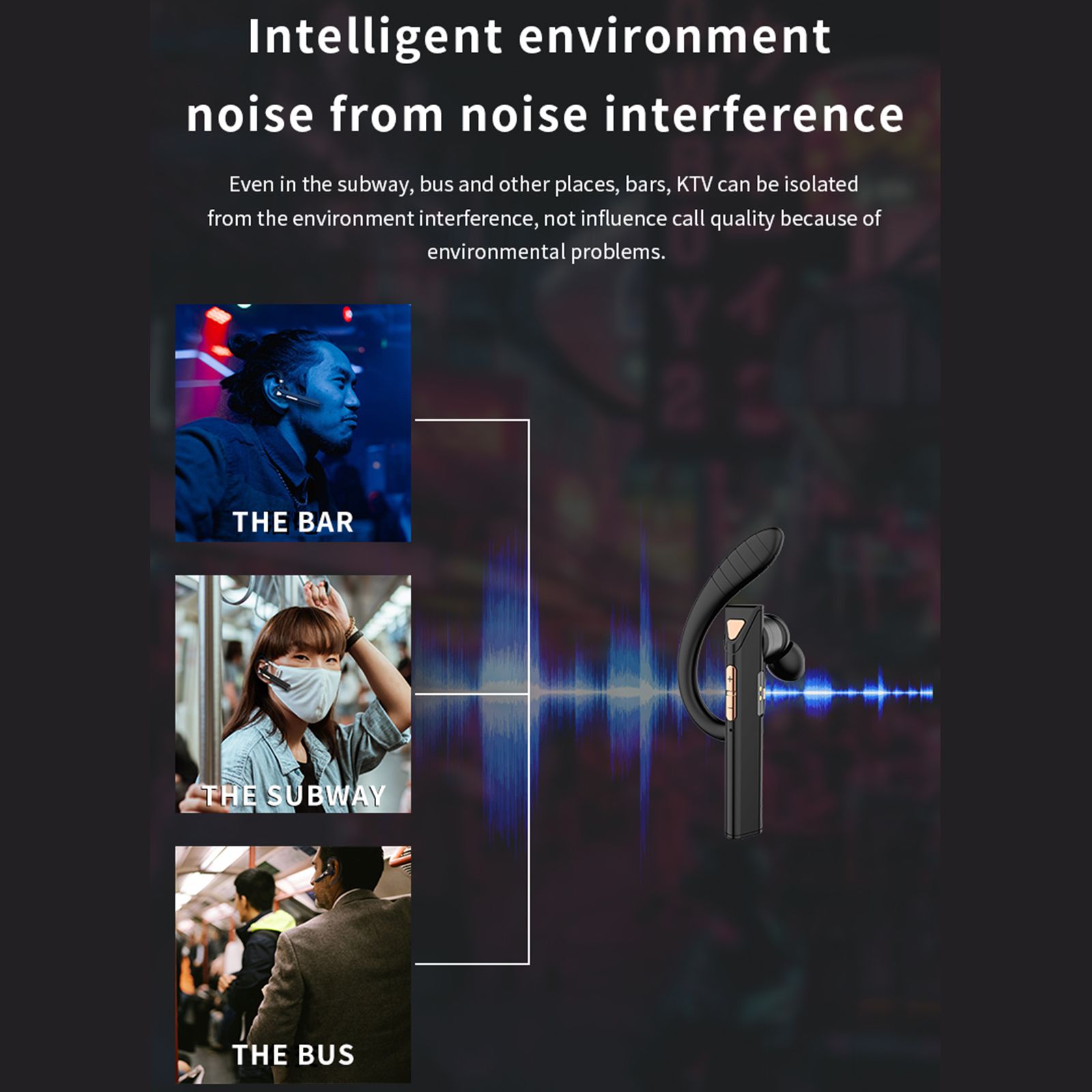 K3 BT5.0 Business Headset Wireless Earpiece Single Earhook With Charging Box Mic Led Display Earphones CVC Noise Cancelling Headphone Hands-Free Earphone 500mAh Battery for Business/Work/Driving/Office