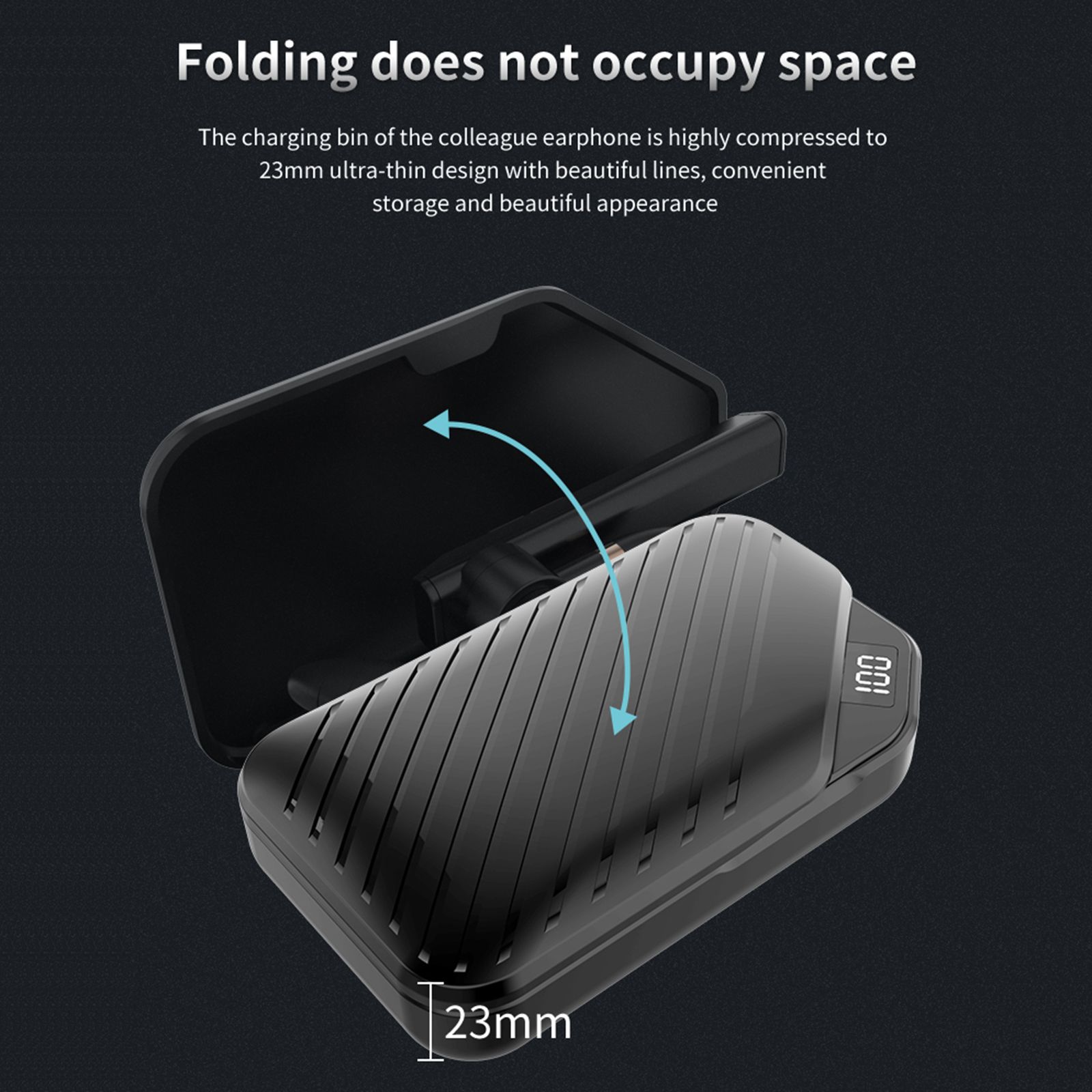 K3 BT5.0 Business Headset Wireless Earpiece Single Earhook With Charging Box Mic Led Display Earphones CVC Noise Cancelling Headphone Hands-Free Earphone 500mAh Battery for Business/Work/Driving/Office