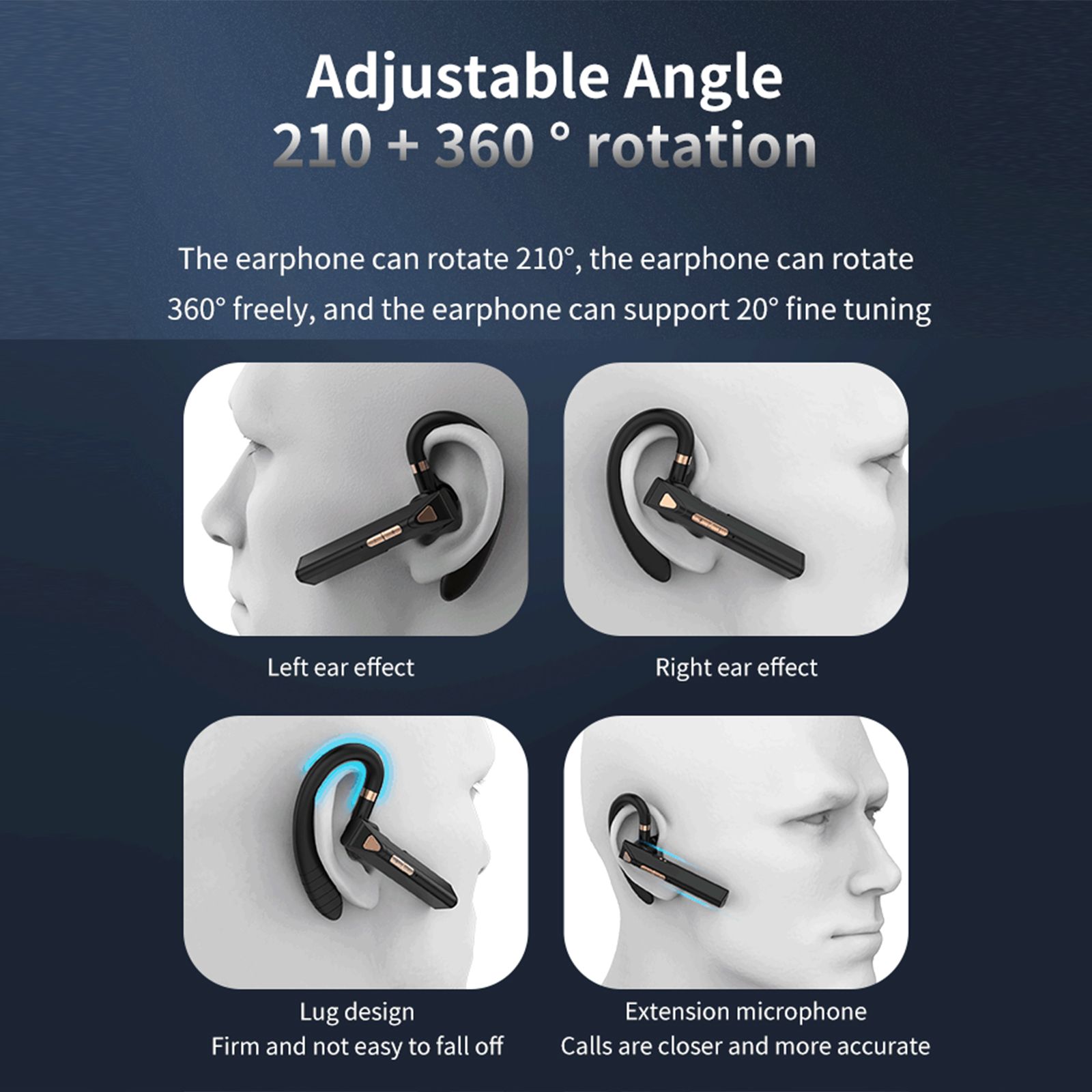 K3 BT5.0 Business Headset Wireless Earpiece Single Earhook With Charging Box Mic Led Display Earphones CVC Noise Cancelling Headphone Hands-Free Earphone 500mAh Battery for Business/Work/Driving/Office