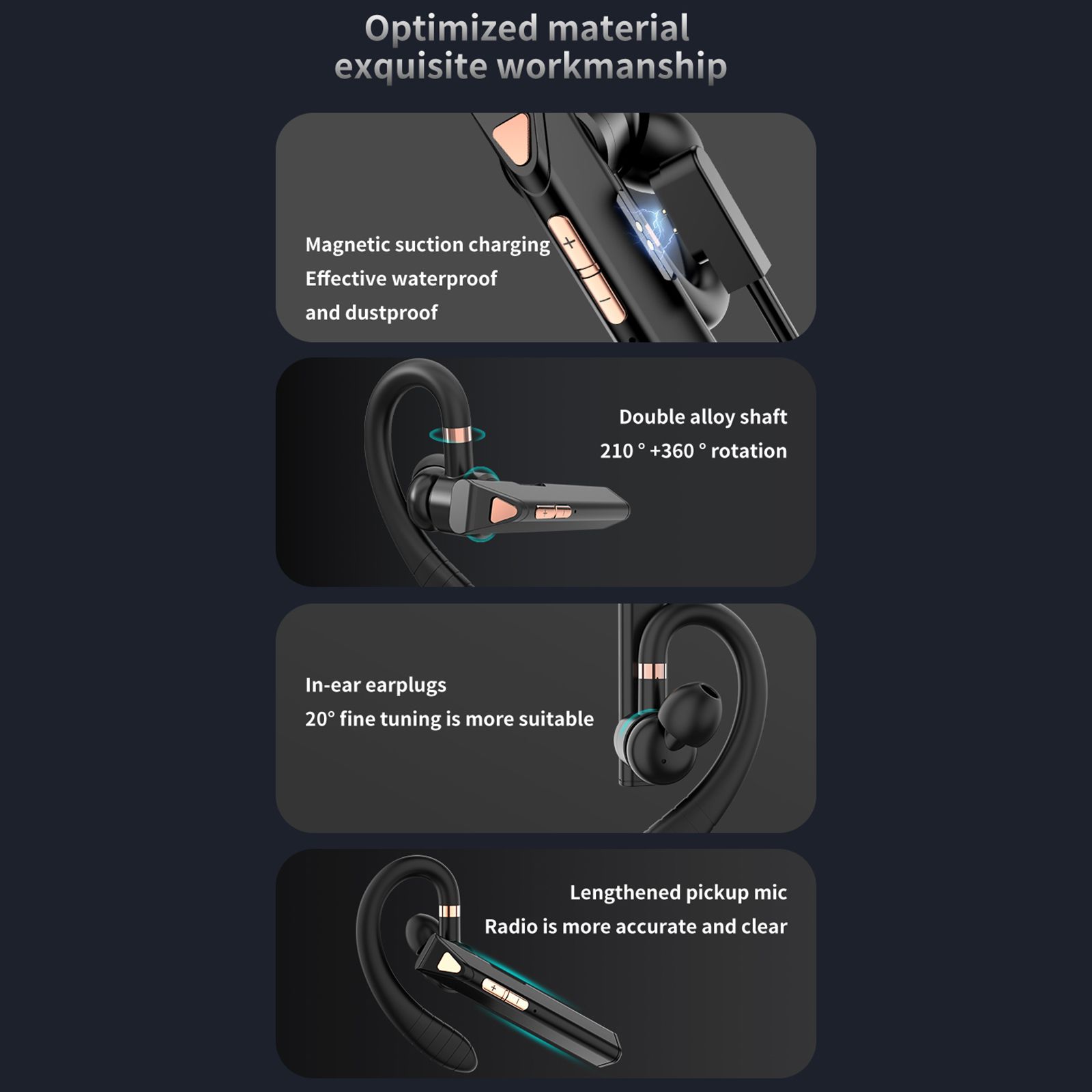 K3 BT5.0 Business Headset Wireless Earpiece Single Earhook With Charging Box Mic Led Display Earphones CVC Noise Cancelling Headphone Hands-Free Earphone 500mAh Battery for Business/Work/Driving/Office