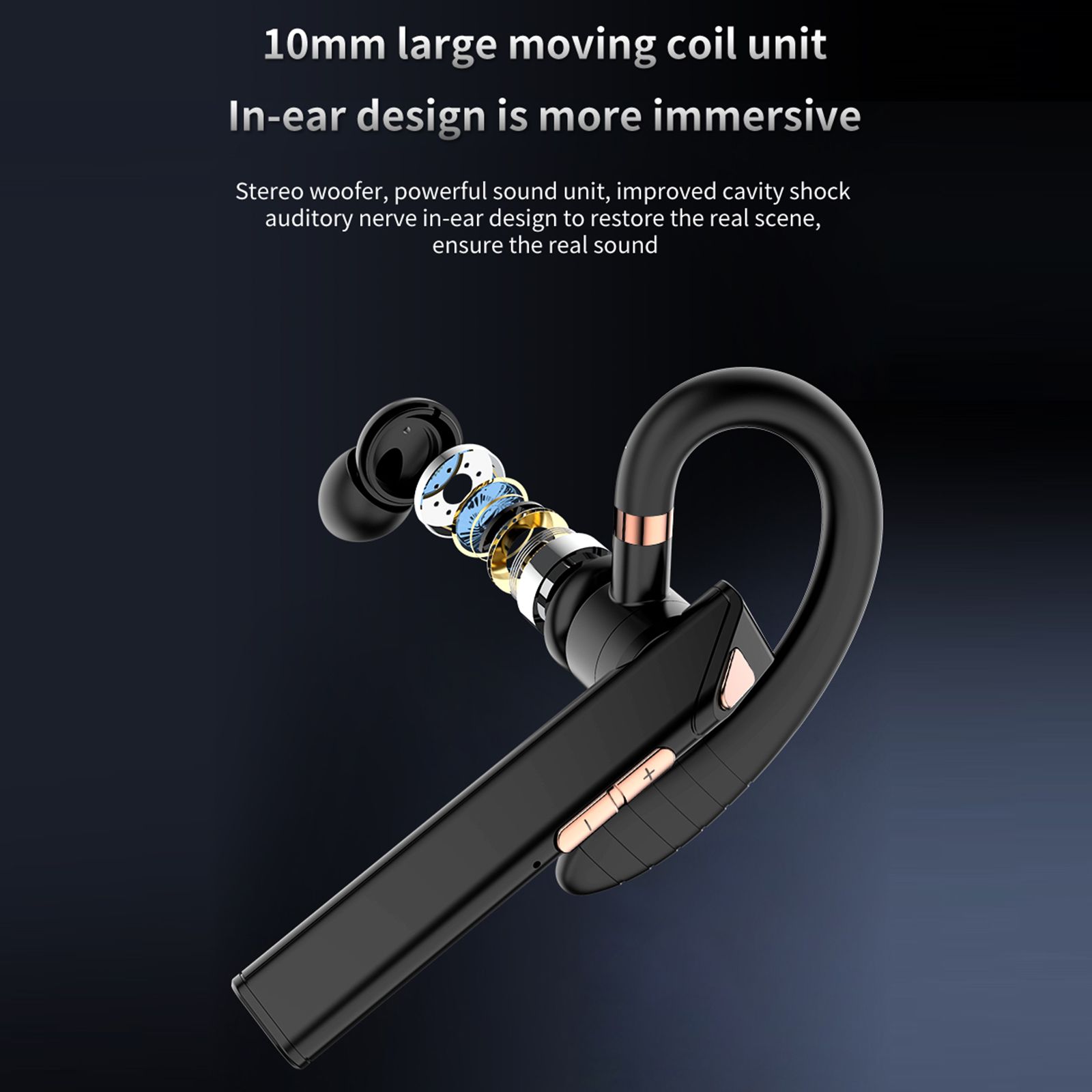 K3 BT5.0 Business Headset Wireless Earpiece Single Earhook With Charging Box Mic Led Display Earphones CVC Noise Cancelling Headphone Hands-Free Earphone 500mAh Battery for Business/Work/Driving/Office