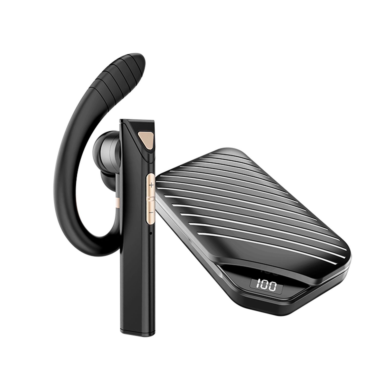 K3 BT5.0 Business Headset Wireless Earpiece Single Earhook With Charging Box Mic Led Display Earphones CVC Noise Cancelling Headphone Hands-Free Earphone 500mAh Battery for Business/Work/Driving/Office