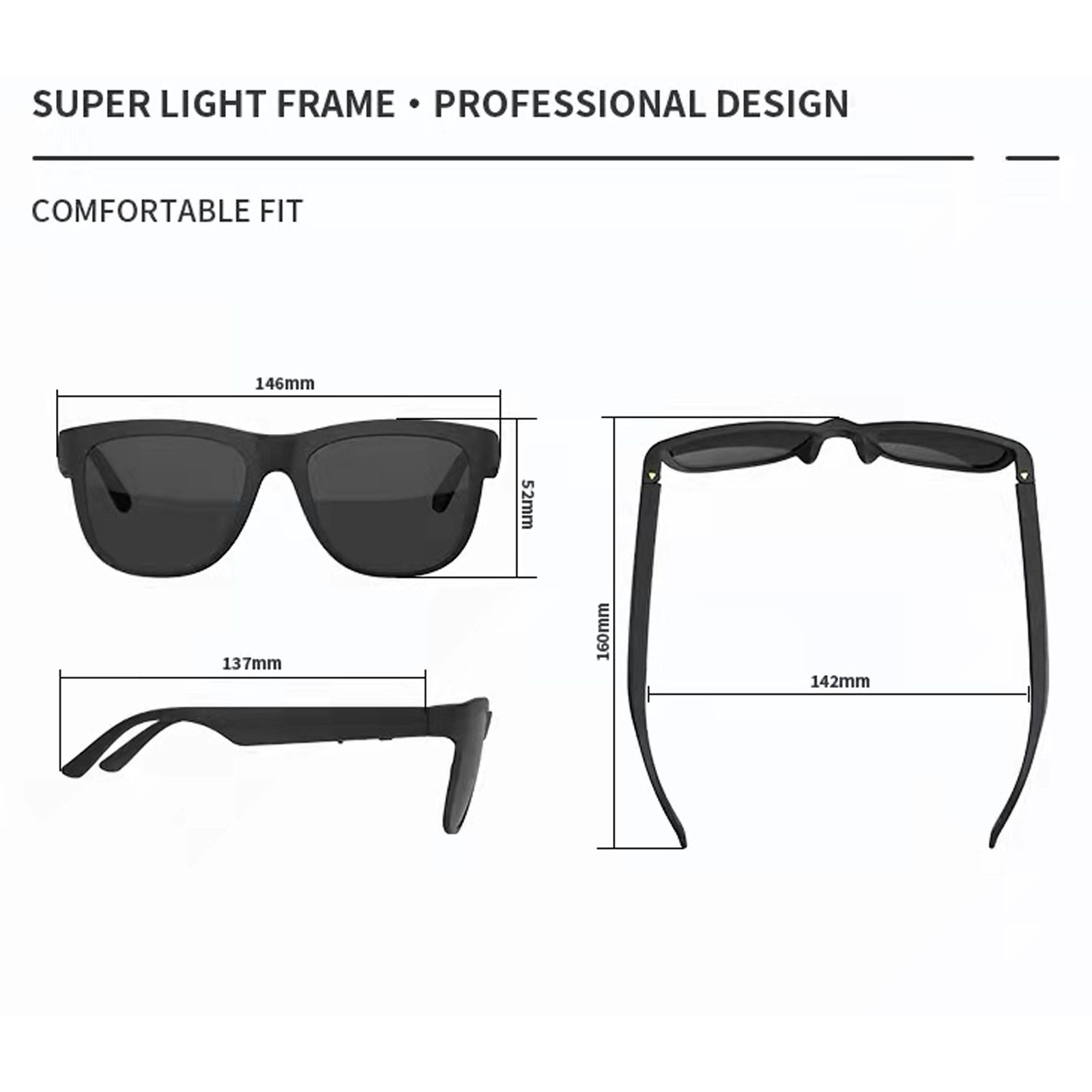 GS01 Smart Sunglasses Wireless BT5.0 Stereo Headset Hands-Free Calling Music Audio Sunglasses Outdoor Cycling Sunglasses Headphones With Mic