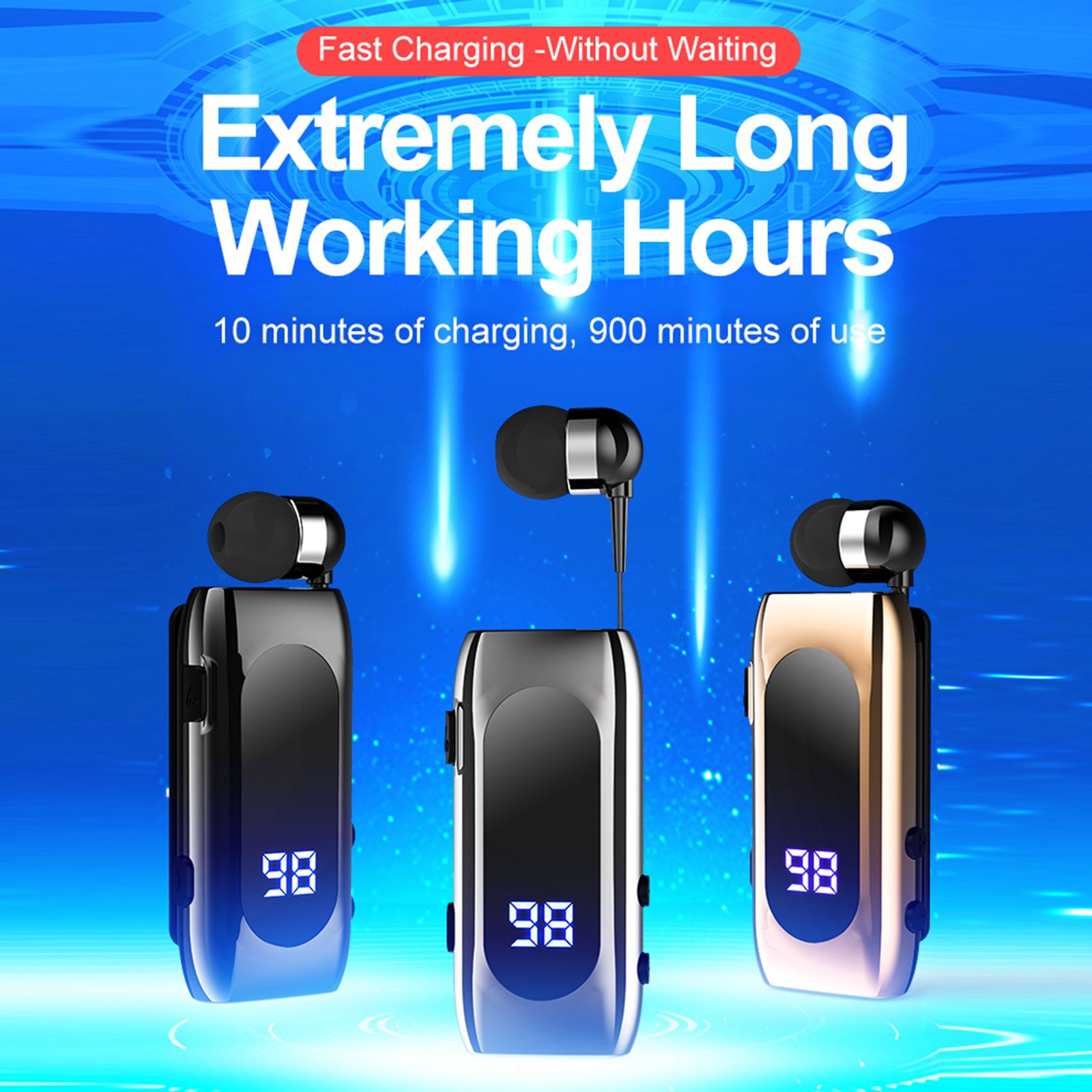 K55 Wireless Business BT5.2 Headset in-Ear Retractable Earphone Hands-free Sport Driver Earphone Telescopic Clip on Stereo Earbud With Mic