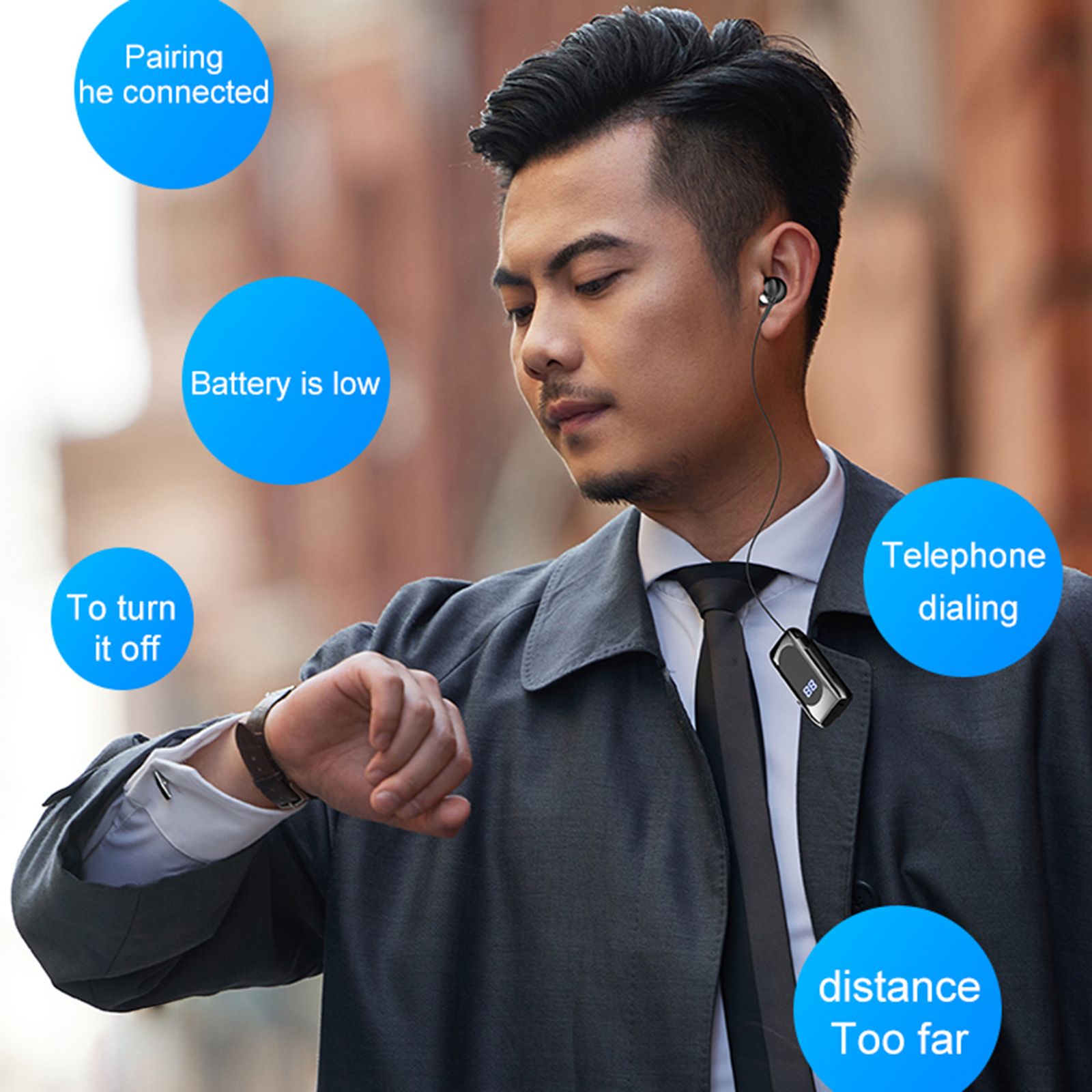 K55 Wireless Business BT5.2 Headset in-Ear Retractable Earphone Hands-free Sport Driver Earphone Telescopic Clip on Stereo Earbud With Mic