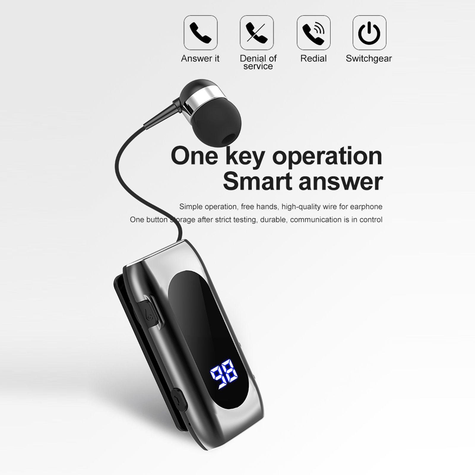 K55 Wireless Business BT5.2 Headset in-Ear Retractable Earphone Hands-free Sport Driver Earphone Telescopic Clip on Stereo Earbud With Mic