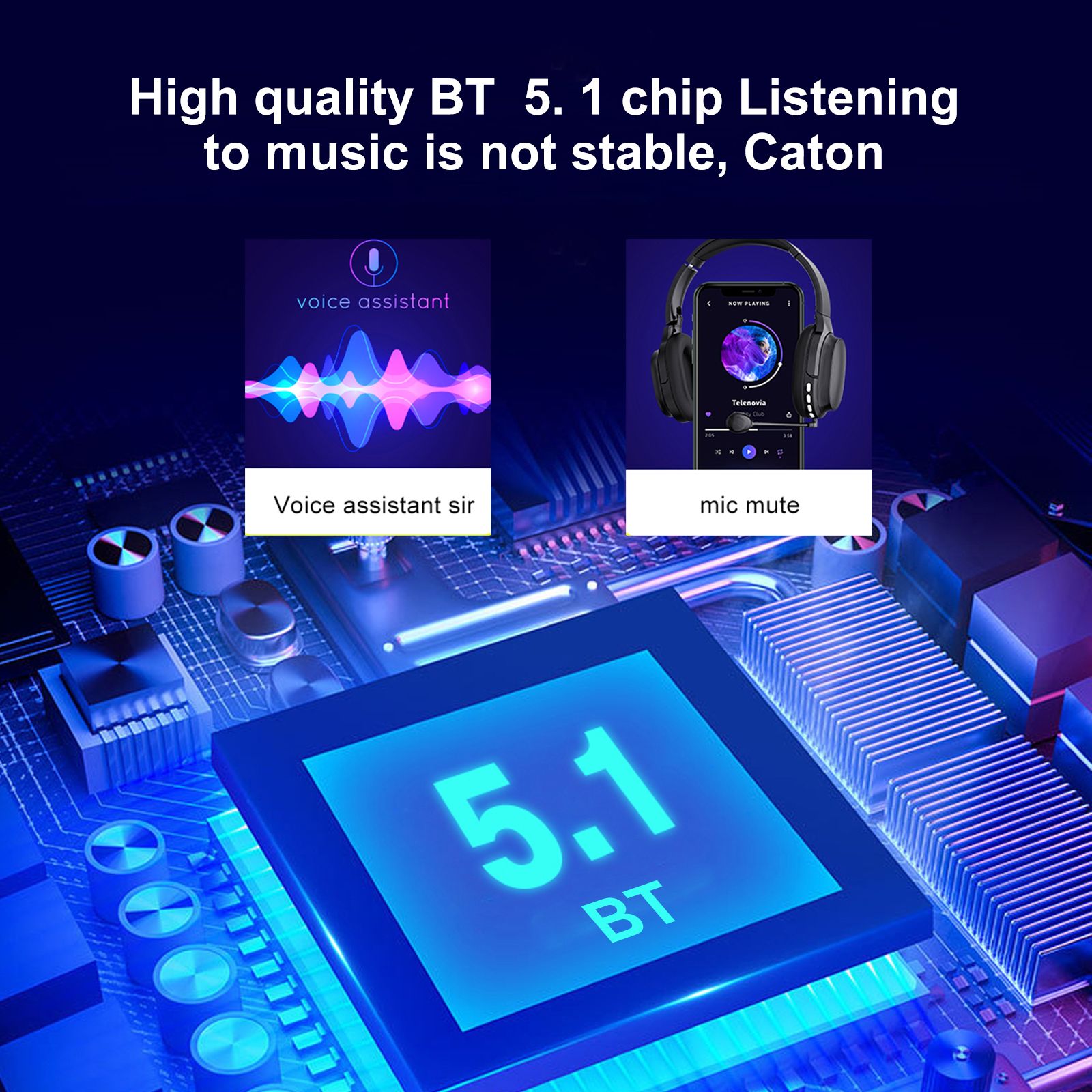 OY713 Over Ear Music Headset Wireless BT5.0 Headphones Call Center Earphone with Microphone Support Earphone Monitor AUX IN TF Card MP3 Player Adjustable Headband