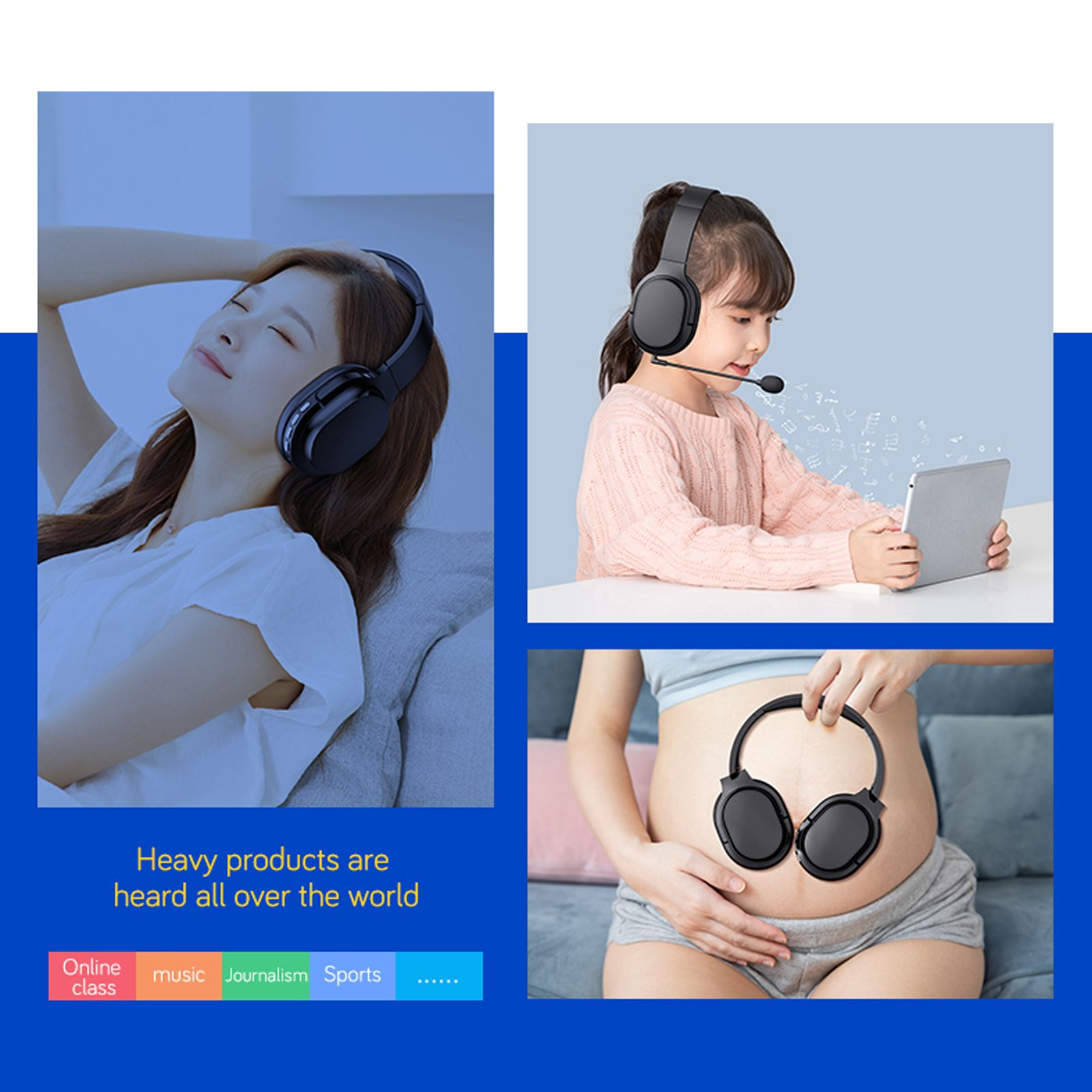 OY713 Over Ear Music Headset Wireless BT5.0 Headphones Call Center Earphone with Microphone Support Earphone Monitor AUX IN TF Card MP3 Player Adjustable Headband