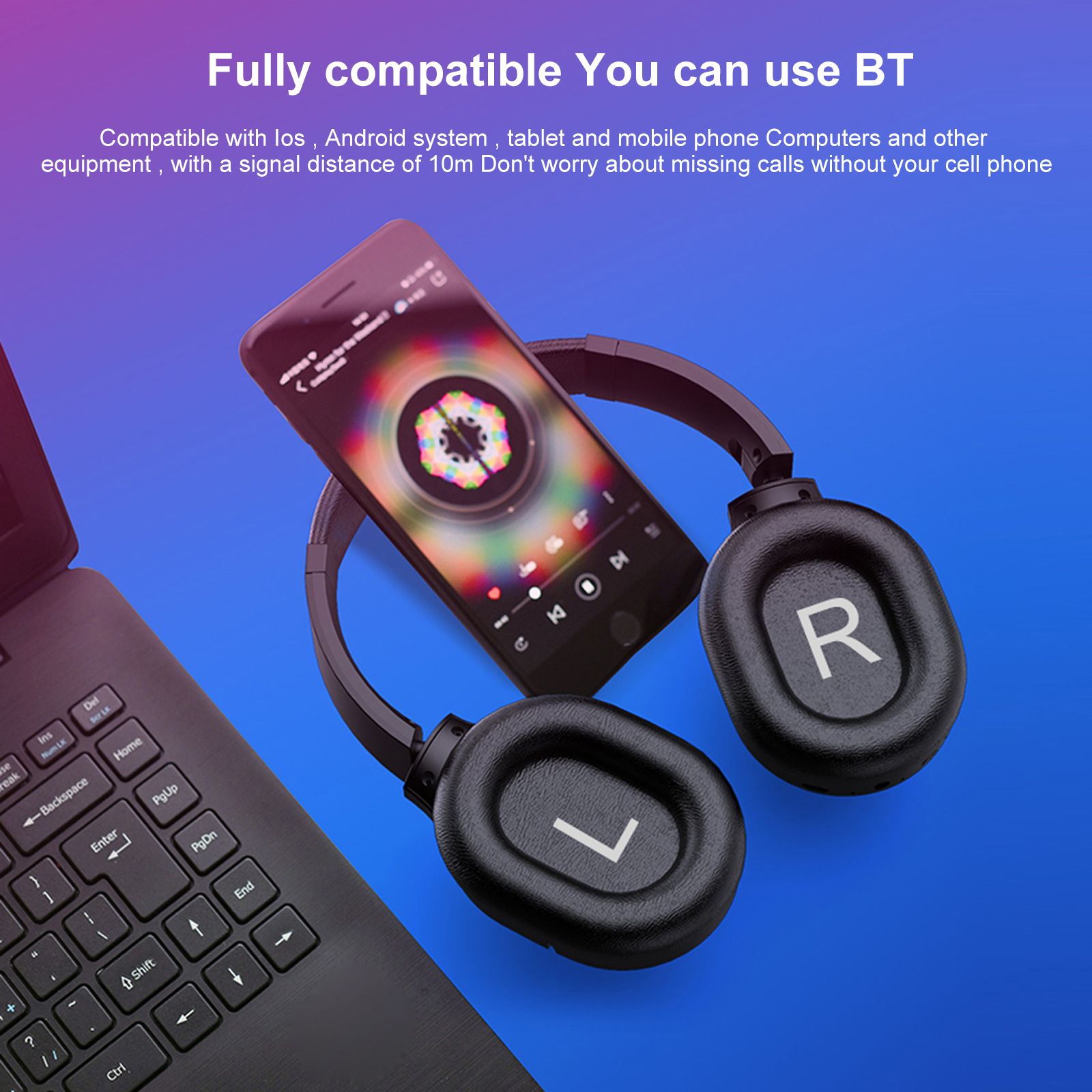 OY713 Over Ear Music Headset Wireless BT5.0 Headphones Call Center Earphone with Microphone Support Earphone Monitor AUX IN TF Card MP3 Player Adjustable Headband