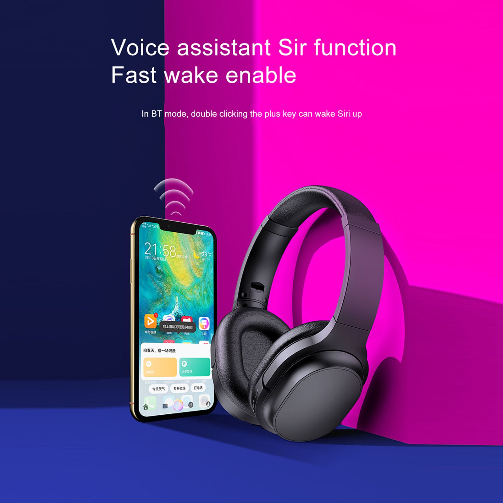 OY713 Over Ear Music Headset Wireless BT5.0 Headphones Call Center Earphone with Microphone Support Earphone Monitor AUX IN TF Card MP3 Player Adjustable Headband
