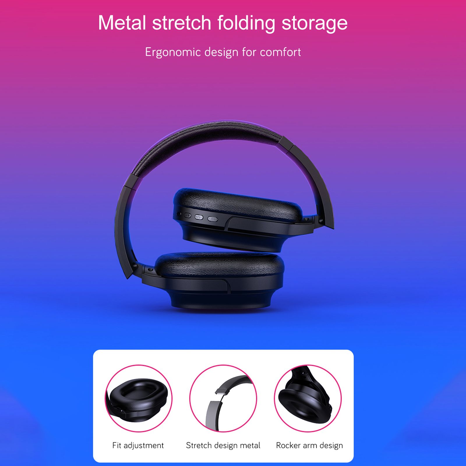 OY713 Over Ear Music Headset Wireless BT5.0 Headphones Call Center Earphone with Microphone Support Earphone Monitor AUX IN TF Card MP3 Player Adjustable Headband