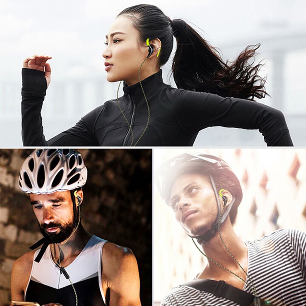 S760 Wired In-ear Waterproof Earphones Ear Hook Earbuds Stereo Super Bass Headphones Sport Headset with Mic Black