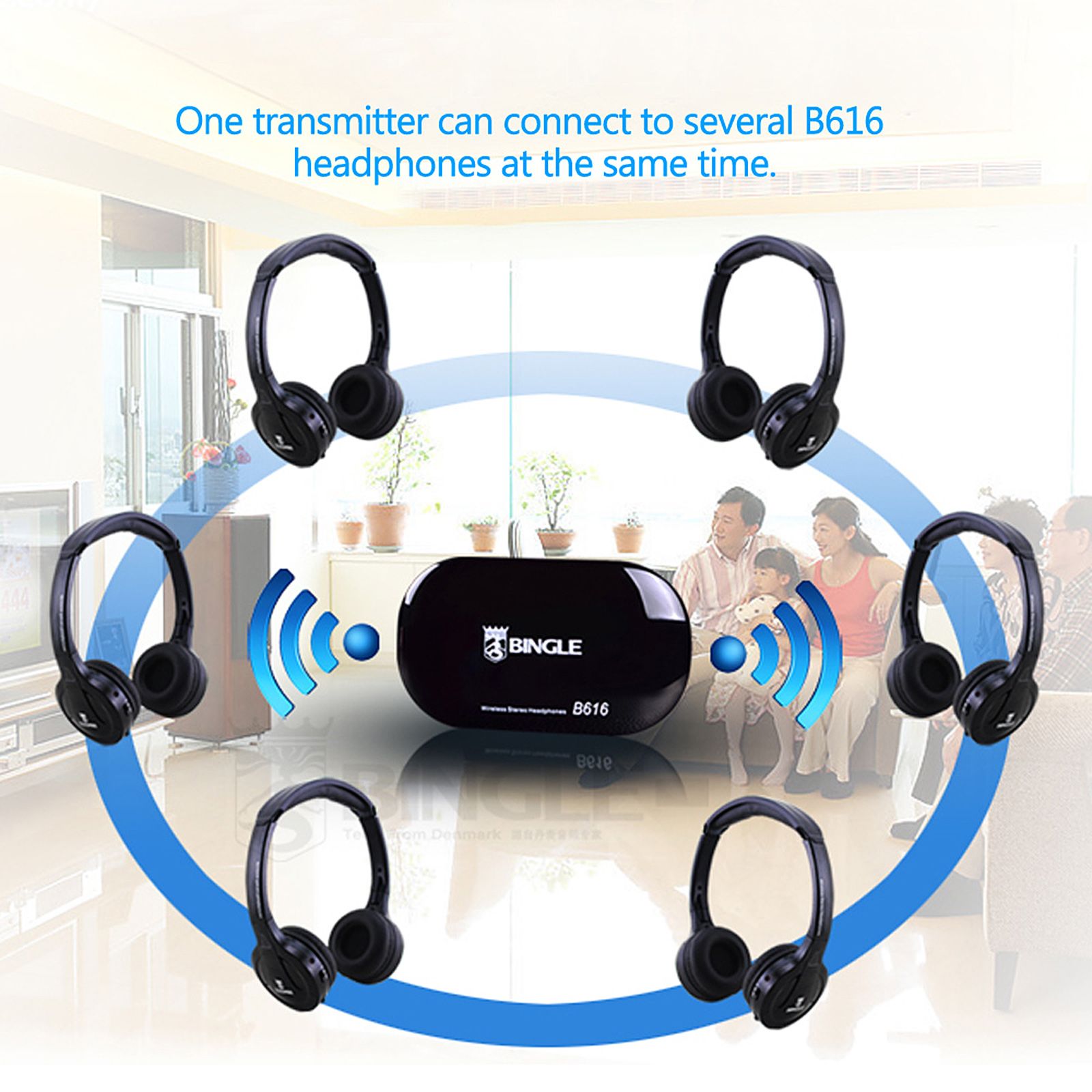 B616 Multifunction Wireless Stereo Headphones On Ear Headset FM Radio Wired Earphone Transmitter for MP3 PC TV Smart Phones