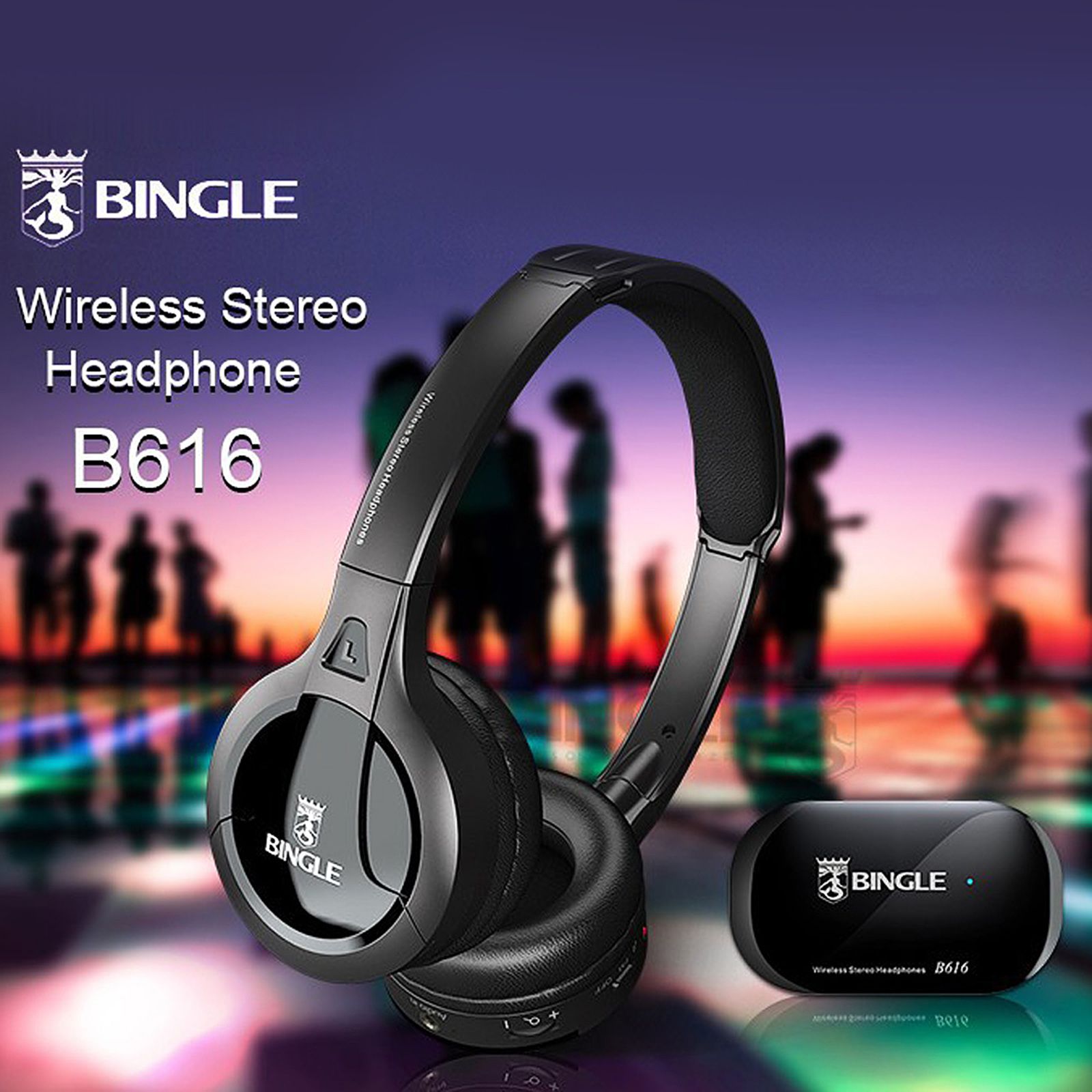 B616 Multifunction Wireless Stereo Headphones On Ear Headset FM Radio Wired Earphone Transmitter for MP3 PC TV Smart Phones