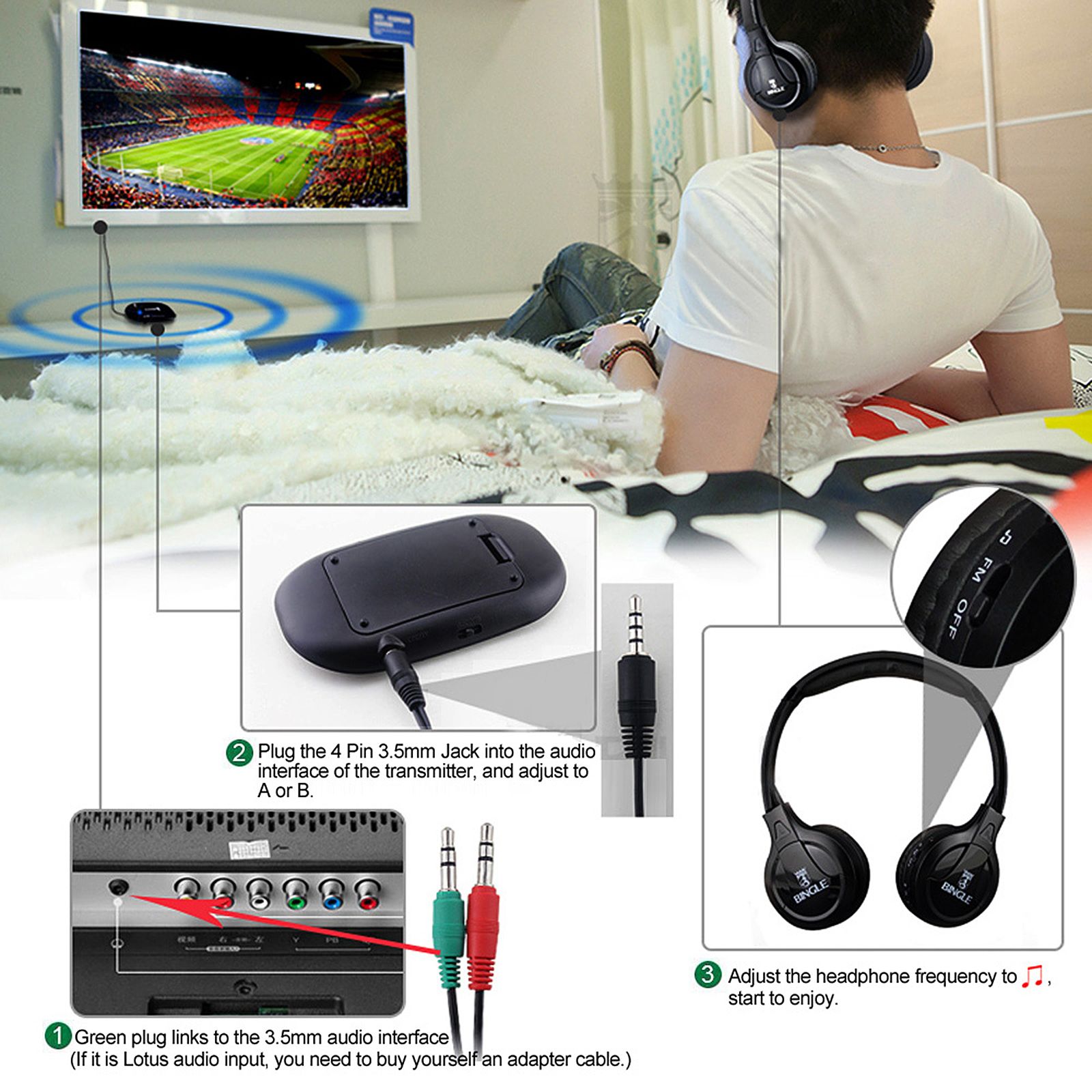 B616 Multifunction Wireless Stereo Headphones On Ear Headset FM Radio Wired Earphone Transmitter for MP3 PC TV Smart Phones