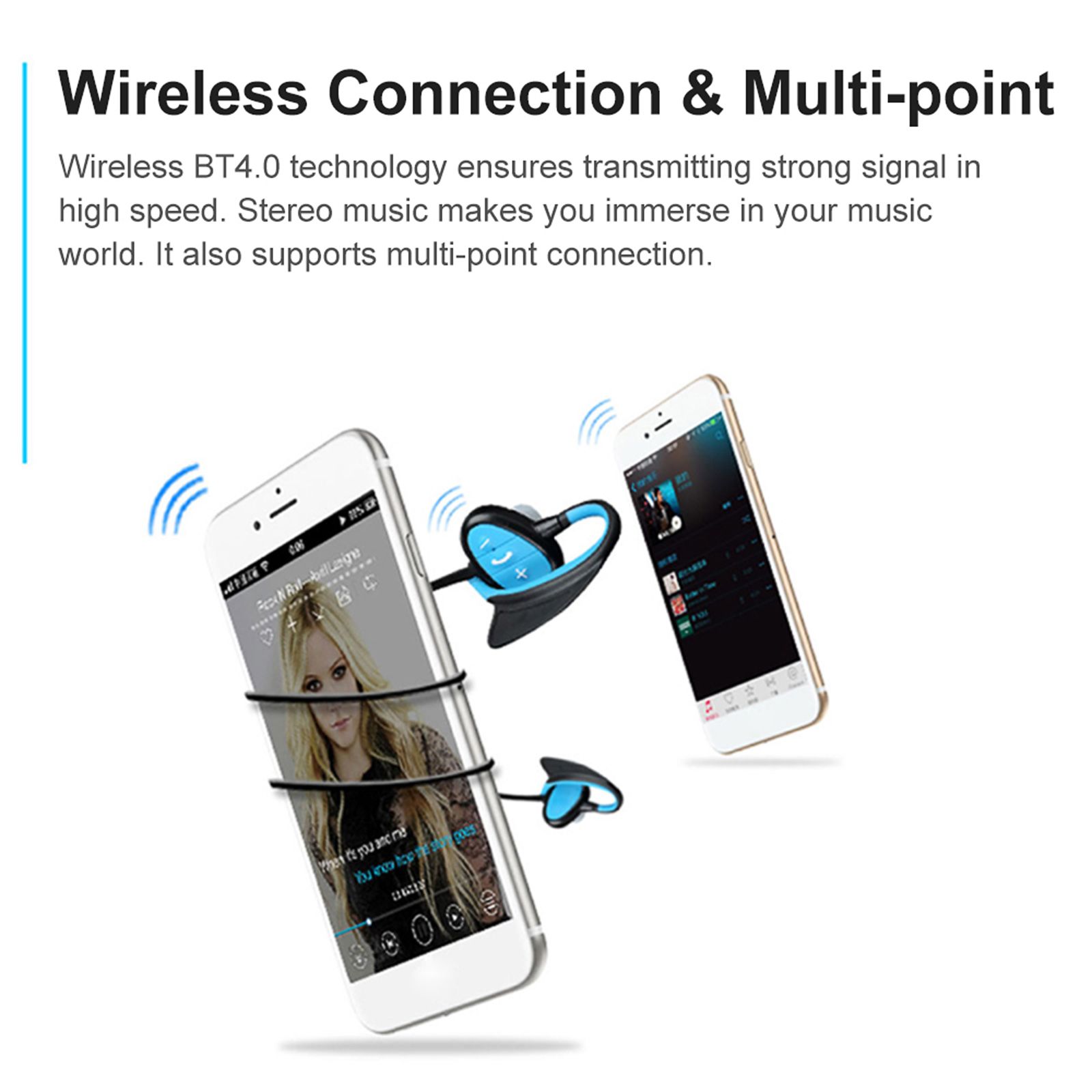IPX8 Waterproof Bluetooth Headphones CSR Wireless Stereo Headset with Microphone Bass Sports Running Earphone