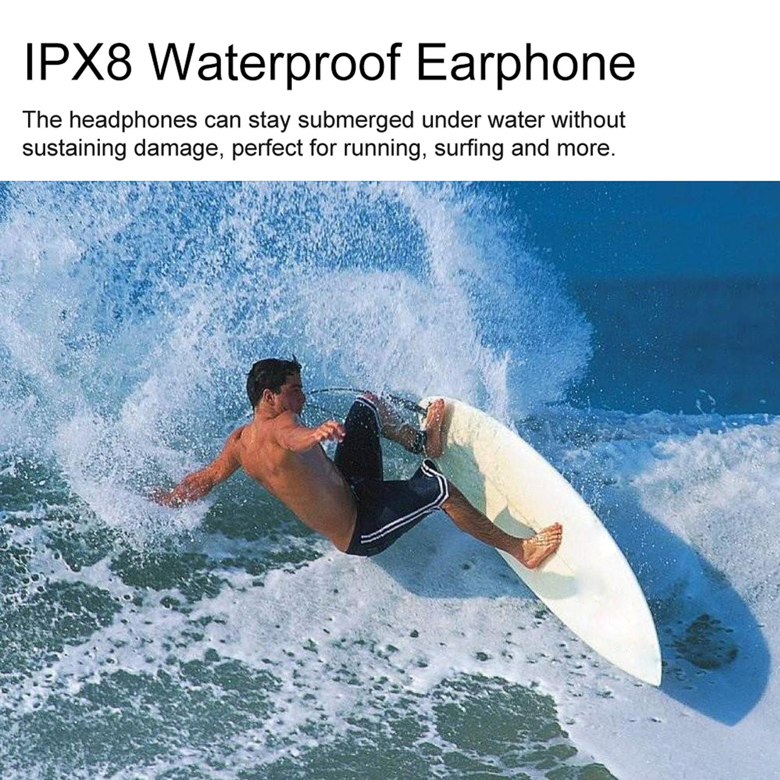 IPX8 Waterproof Bluetooth Headphones CSR Wireless Stereo Headset with Microphone Bass Sports Running Earphone