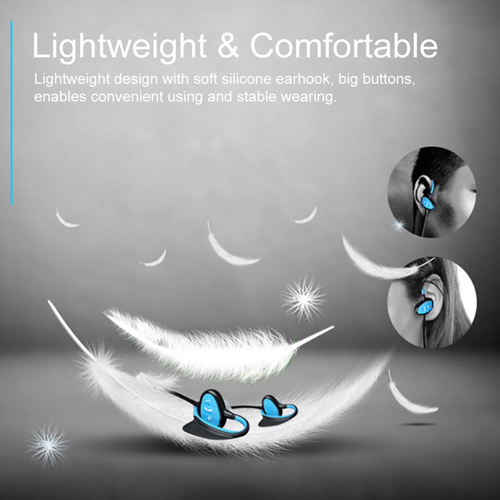 IPX8 Waterproof Bluetooth Headphones CSR Wireless Stereo Headset with Microphone Bass Sports Running Earphone