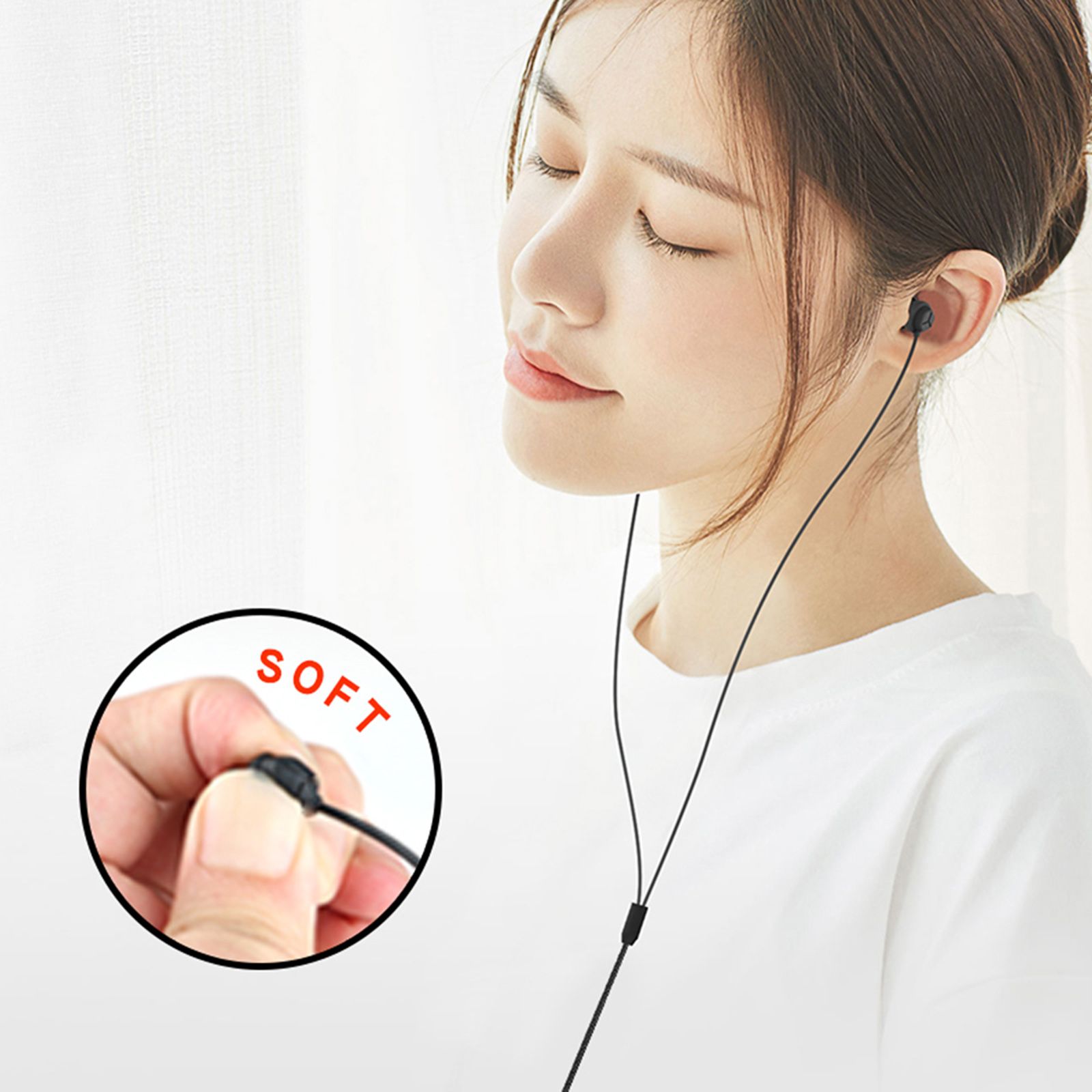 X110 Sleep Earphones Anti-noise In-ear Headphones Ultra-soft Silicone Earbuds 3.5mm Wired Headset Compatible with iPhone Android Smart Phones