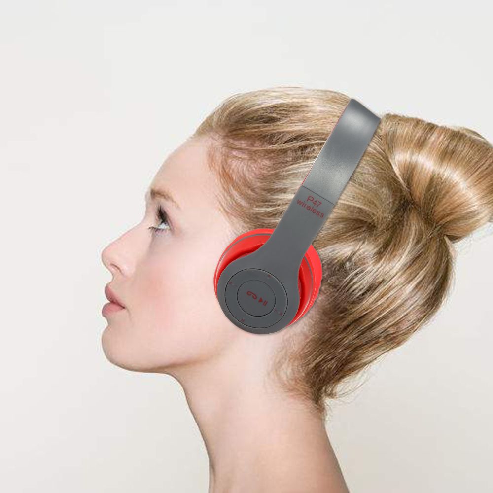 P47 Wireless Bluetooth 4.1 Headphones Foldable Over Ear Headset 3.5mm Muisc Earphone FM Radio TF Card Slot Hands-free w/ Mic