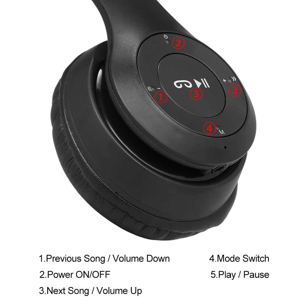 P47 Wireless Bluetooth 4.1 Headphones Foldable Over Ear Headset 3.5mm Muisc Earphone FM Radio TF Card Slot Hands-free w/ Mic