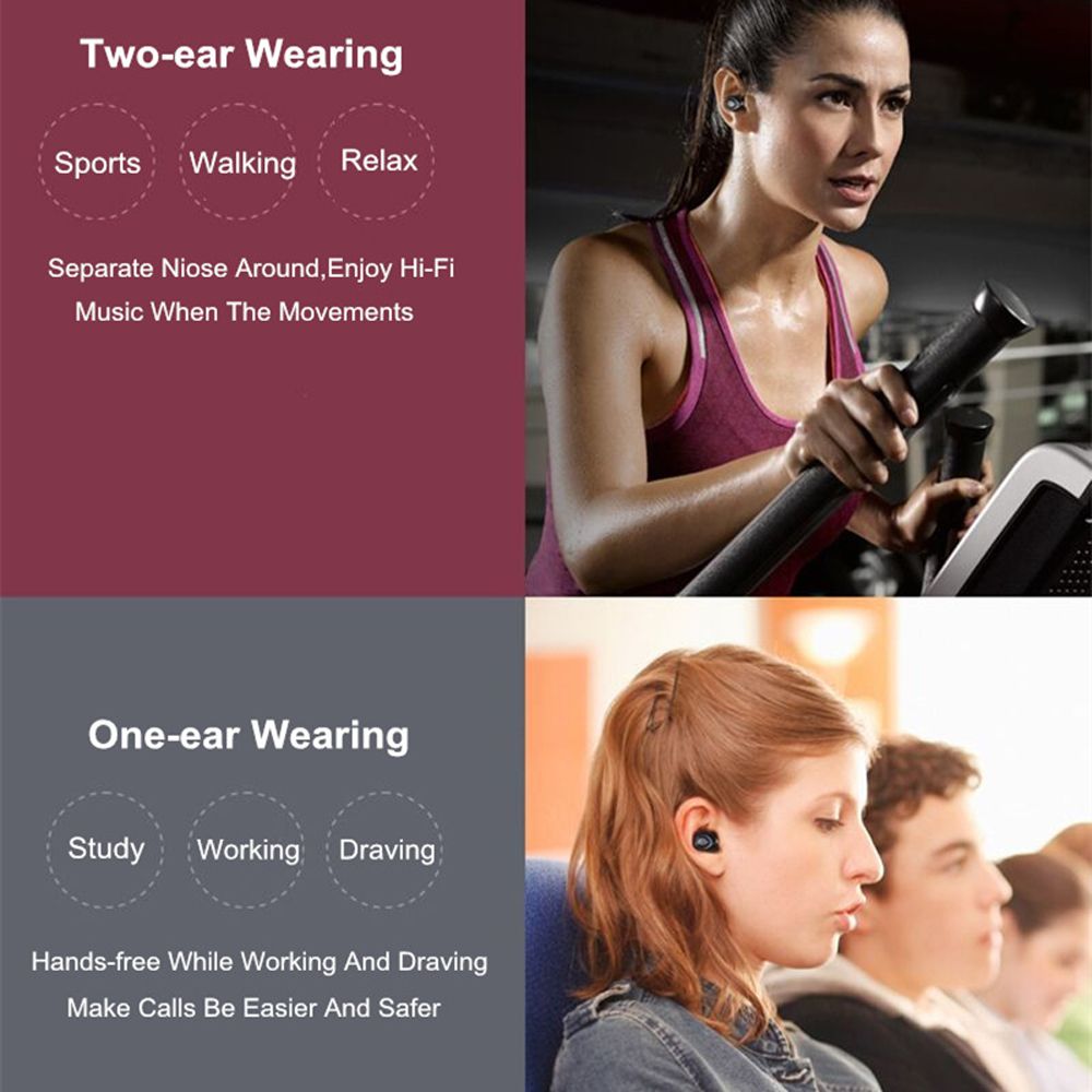 X18 Bluetooth 5.0 True Wireless Headphones Mini Earbuds In-ear Music Earphones Sports Headset CVC6.0 Noise Reduction with Mic Charging Case