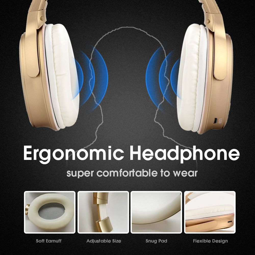 BT 5.0 On Ear Headphones with Mic Portable Foldable Headset Stereo Bass Earphones Adjustable Headband TF Card Slot AUX IN FM Radio