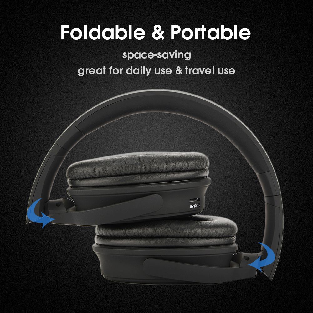 BT 5.0 On Ear Headphones with Mic Portable Foldable Headset Stereo Bass Earphones Adjustable Headband TF Card Slot AUX IN FM Radio