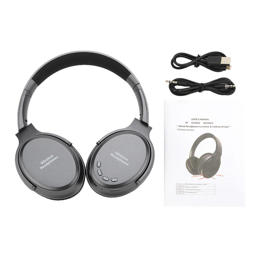 BT 5.0 On Ear Headphones with Mic Portable Foldable Headset Stereo Bass Earphones Adjustable Headband TF Card Slot AUX IN FM Radio